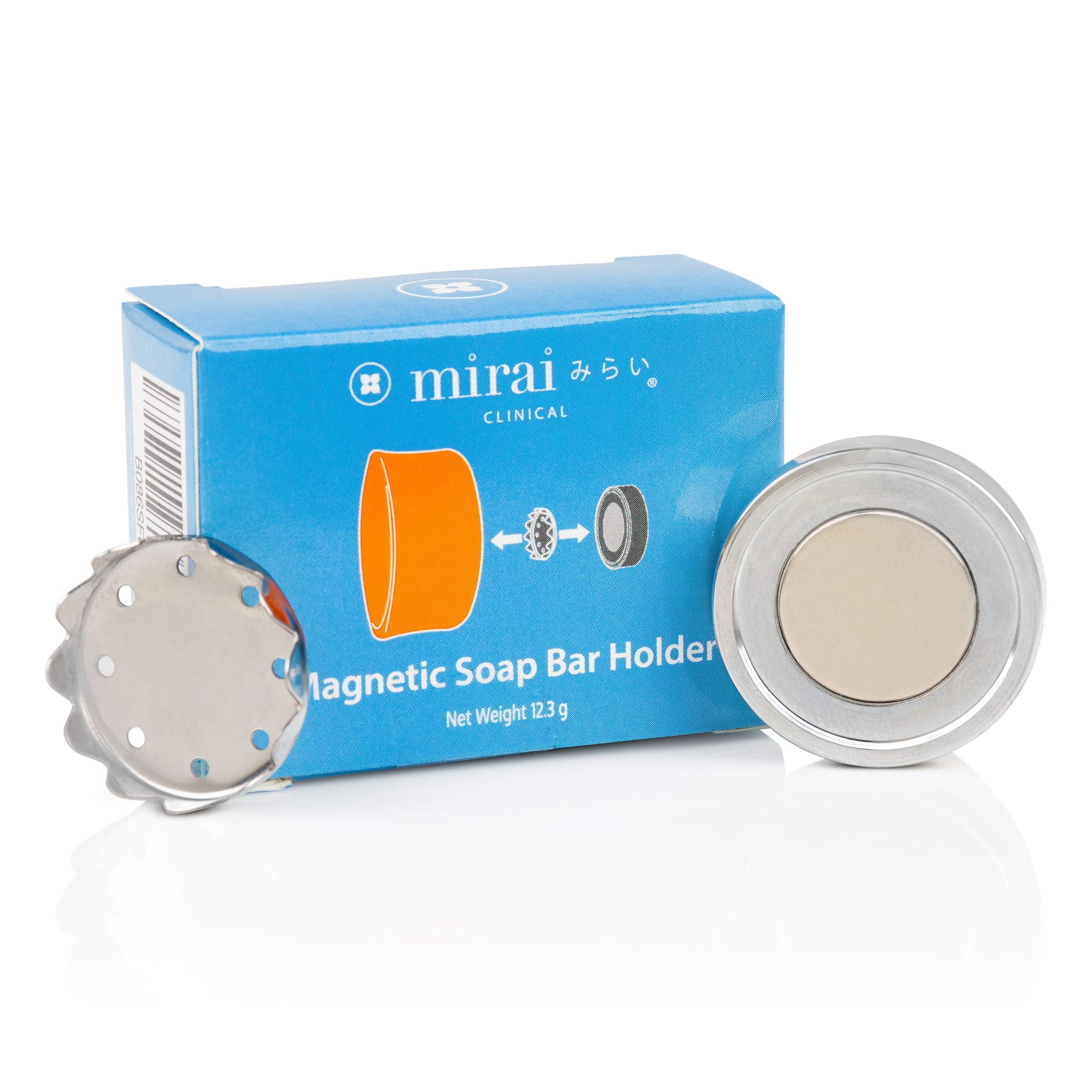 Mirai Clinical Magnetic Soap Holder For Shower Wall - Stainless Steel Savers For Bar Soap - Easy Clean Magnetic Soap Bar Holder