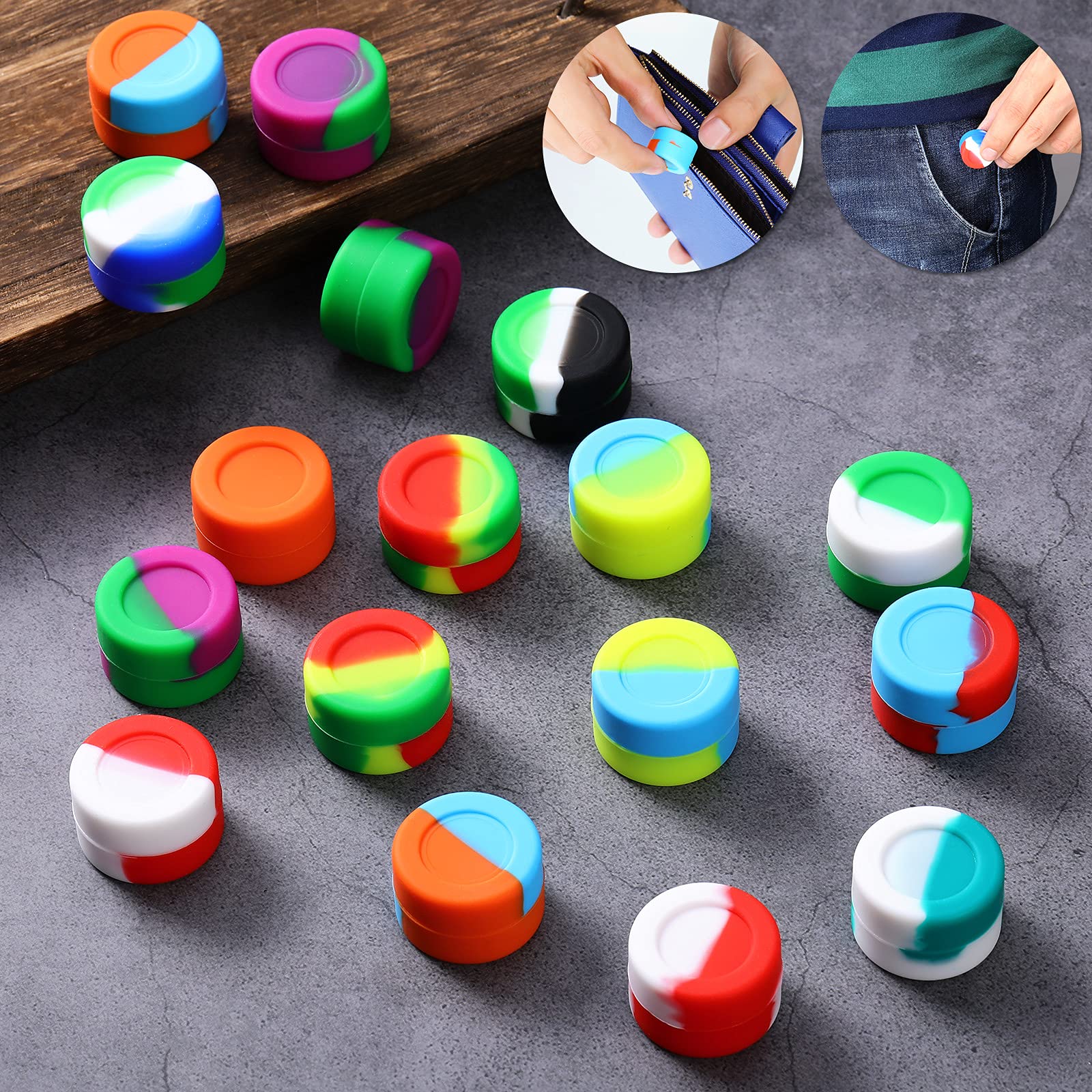 Outus 40 Pieces Silicone Wax Containers Non Stick Silicone Wax Containers Multi Use Storage Jars Oil Concentrate Bottles For Hom