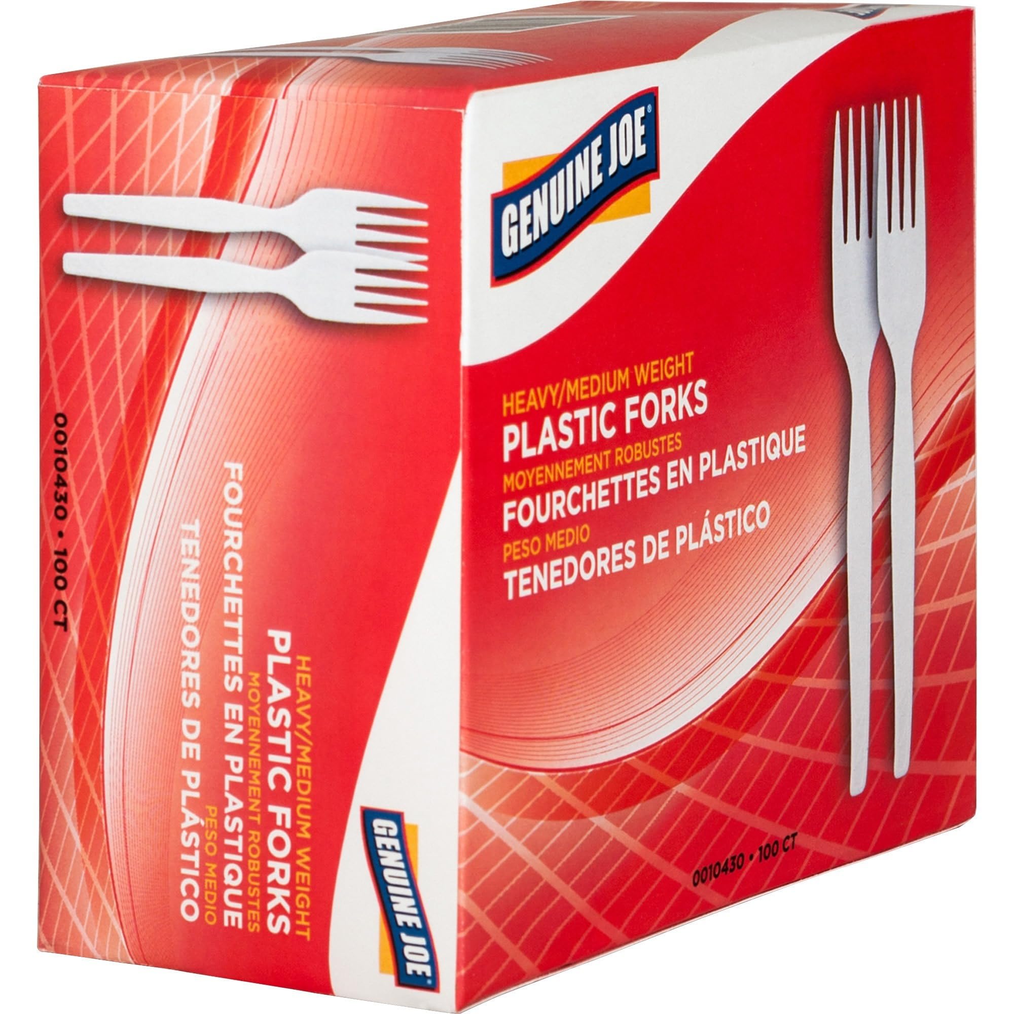 Genuine Joe 0010430 Plastic Forks, Heavyweight, 100/Bx, White