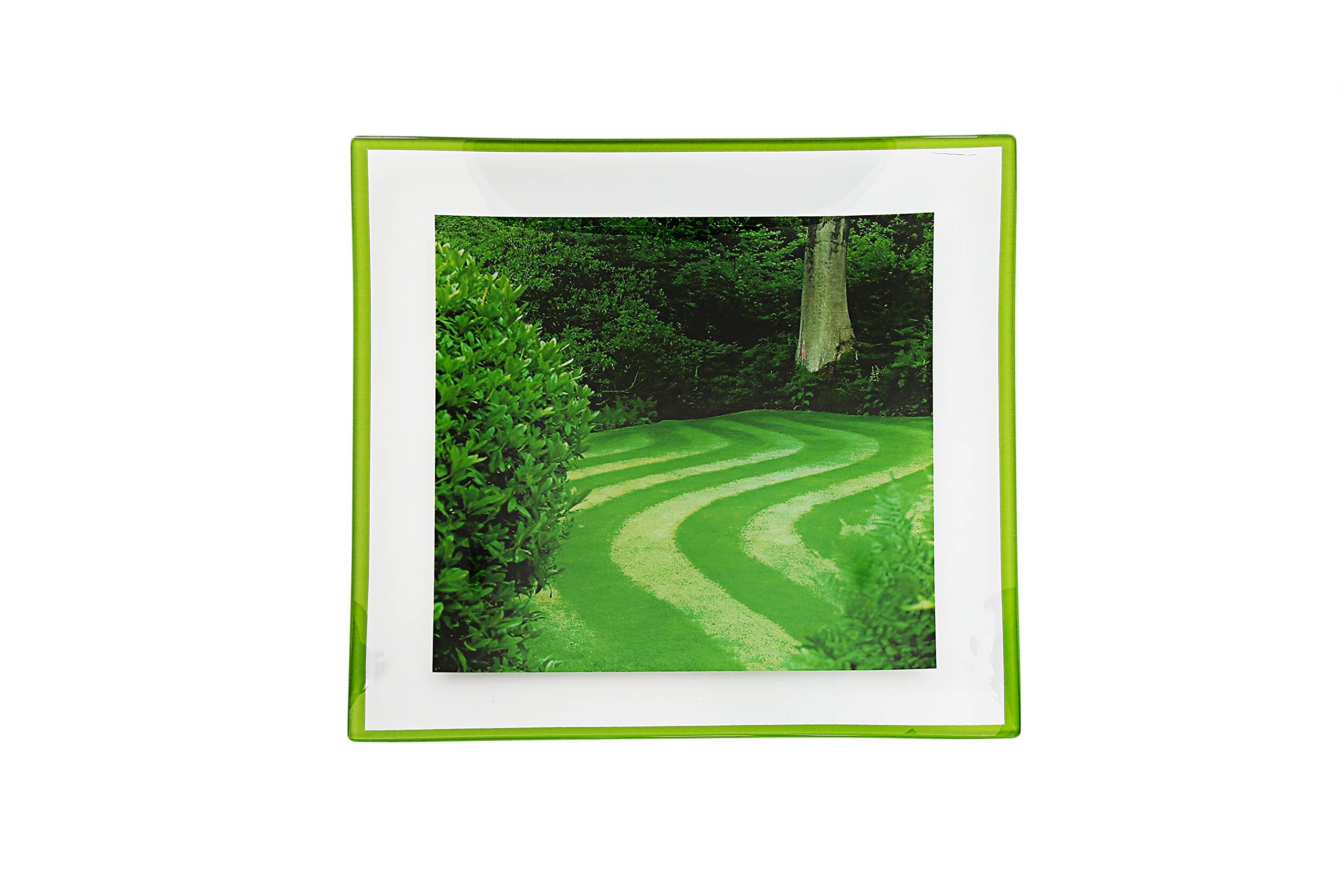 Gac Square Tempered Glass Serving Plates - Dinner Plates With Vivid Landscape Design, Break & Chip Resistant, Lightweight & Stac