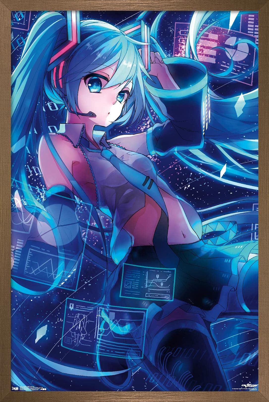 Trends International Hatsune Miku - Screens Wall Poster, 14.725'' X 22.375'', Bronze Framed Version
