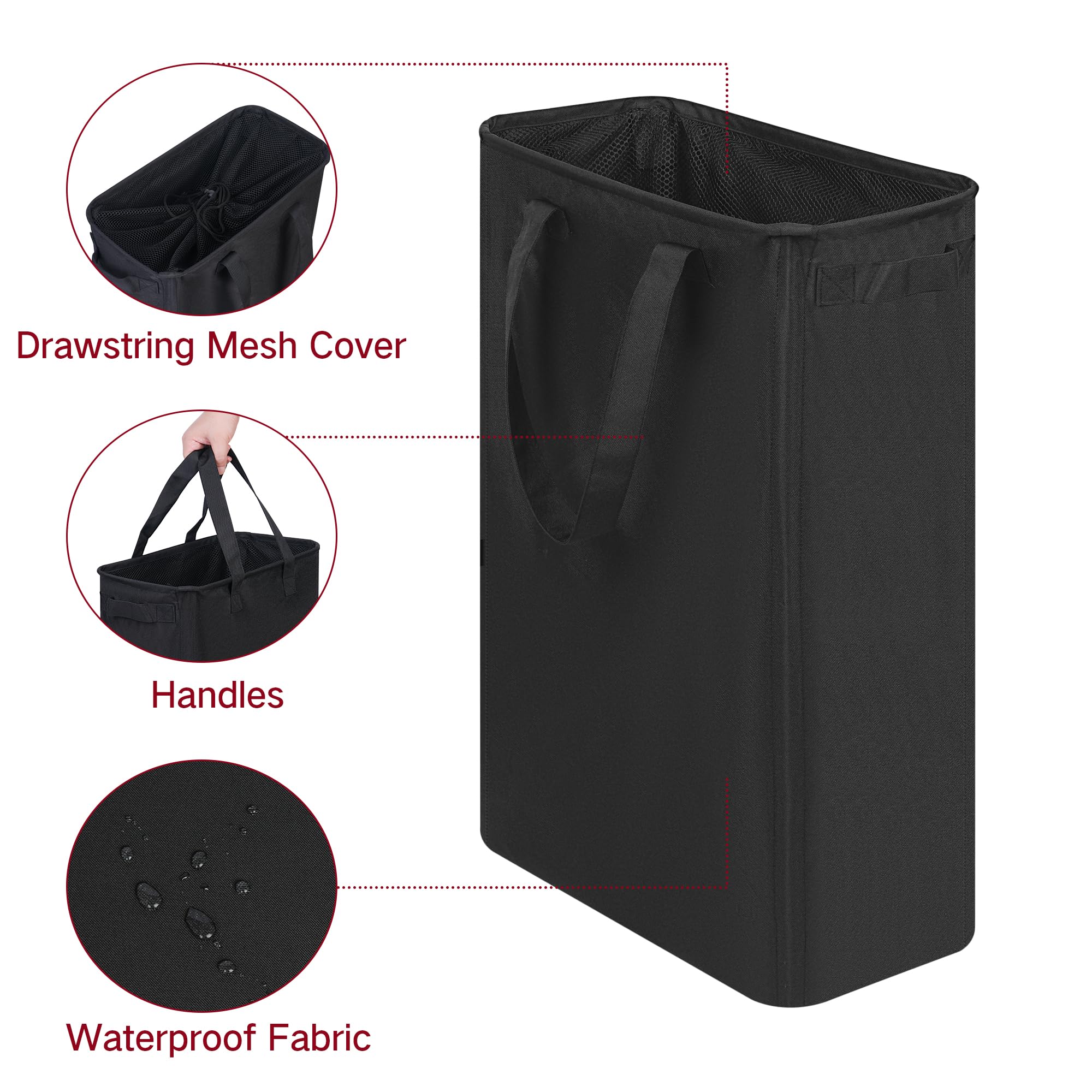 Efluky Laundry Basket, Dirty Clothes Basket With Handles, Foldable Laundry Basket For Clothes, Tall Laundry Basket For Laundry R