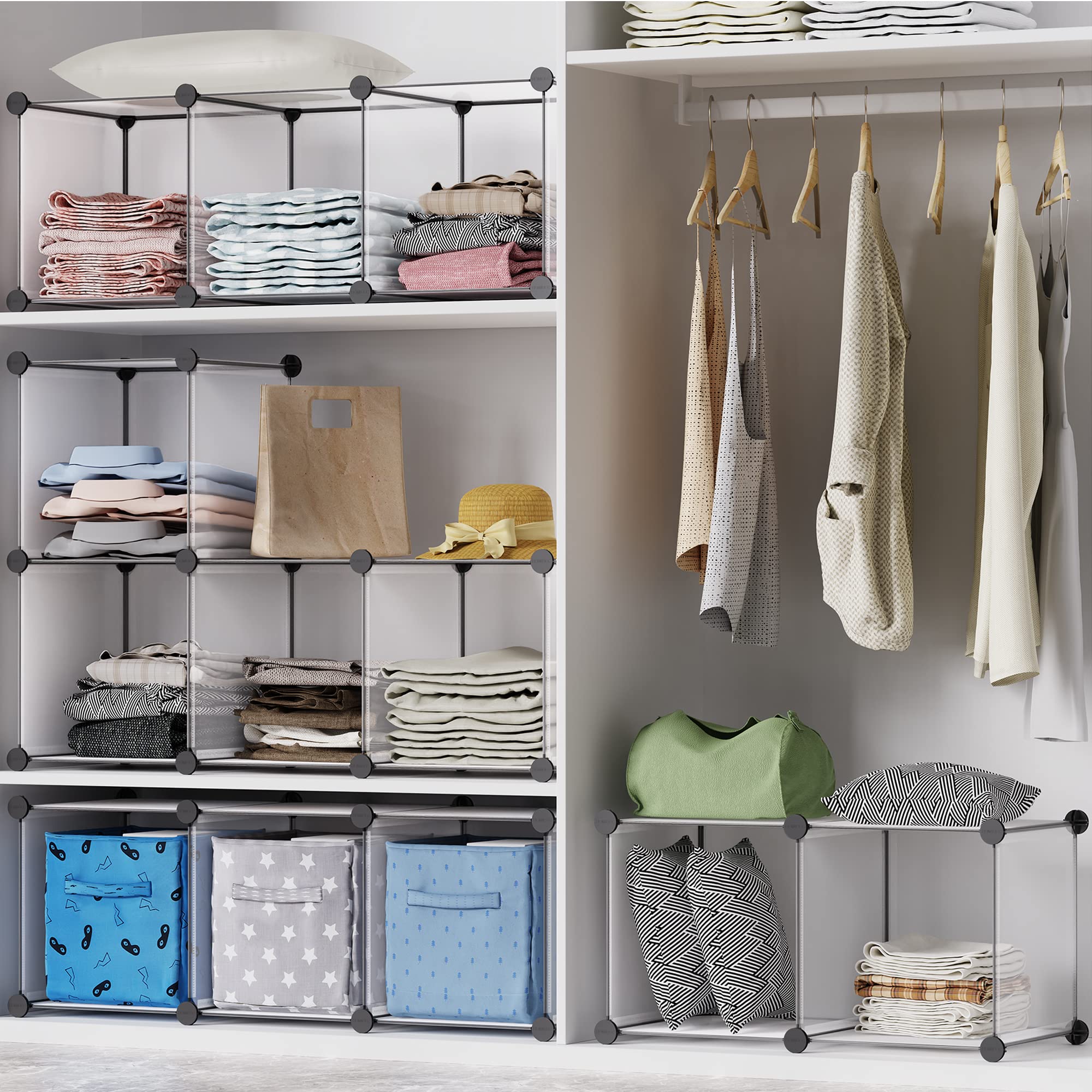 HOMIDEC 9-Cube Closet Organizers and Storage  Portable Shelves for Garment Racks  Closet  Wardrobe
