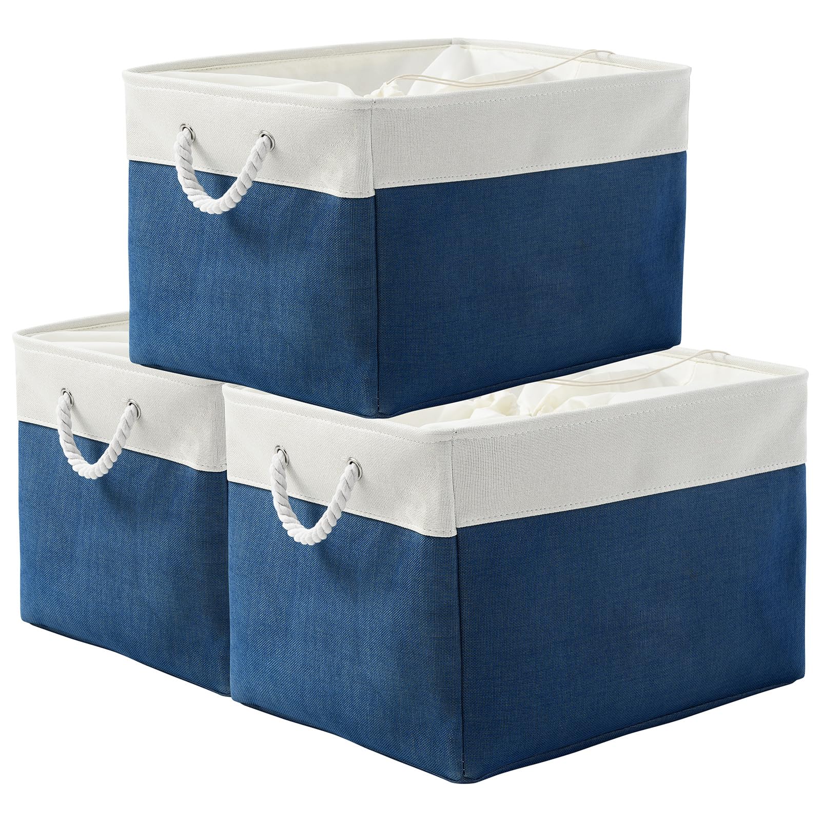 Thewarmhome Organization And Storage Basket For Shelves - Jumbo 3 Pack 20X16X14 Inch Collapsible Storage Bins For Organizing, Ca