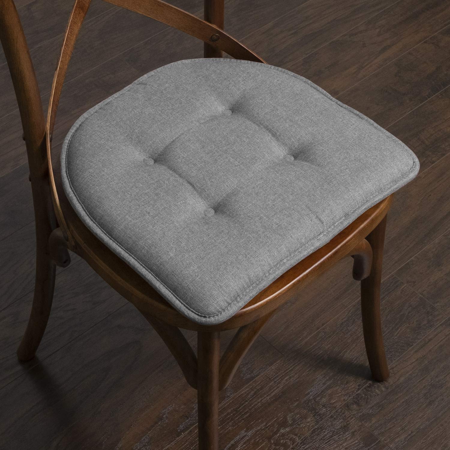 Sweet Home Collection Chair Cushion Memory Foam Pads Tufted Slip Non Skid Rubber Back U-Shaped 17'' X 16'' Seat Cover, 6 Pack, G