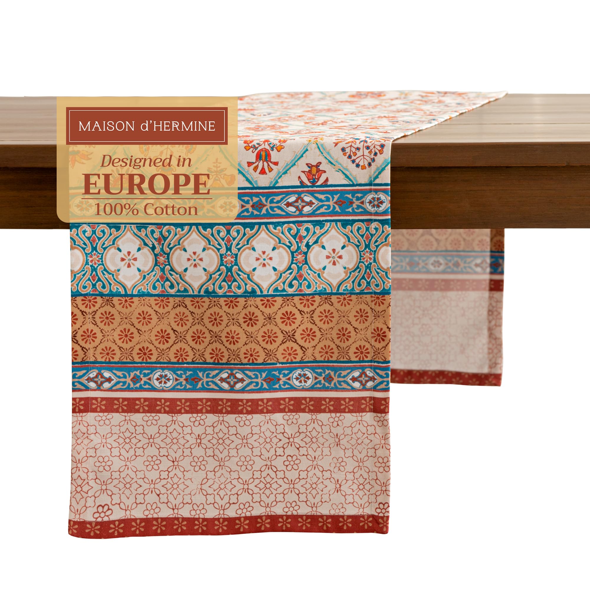 Maison d' Hermine Tablerunner 100% Cotton Table Runner Decorative Table Covers for Gifts  Dining  Home  Wedding  Banquet  Buffet  Romane (Single Layer) - Thanksgiving/Christmas(14.50''x72'')