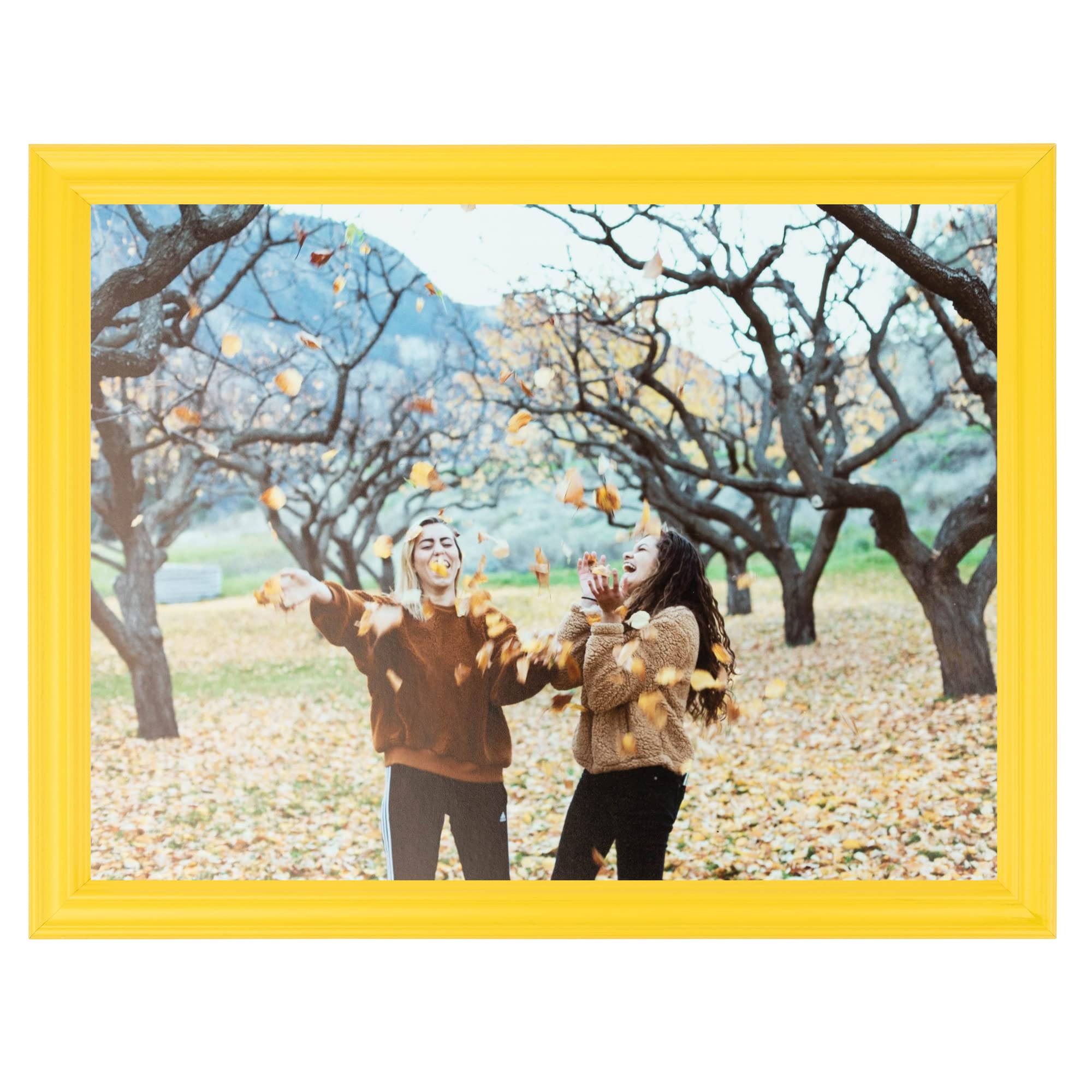 ArtToFrames 4x6 Inch Yellow Picture Frame, This 1.00 Inch Custom Wood Poster Frame is Yellow - Comes with Foam Backing 3/16 inch