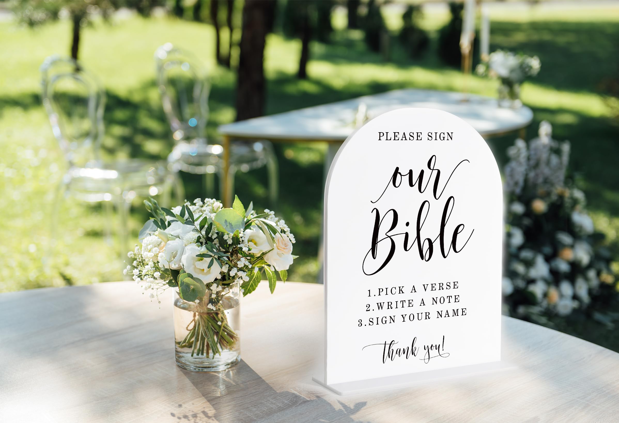 Wedding Bible Guest Book Sign, Please Sign Our Bible for Wedding, White Arch Acrylic Sign, Bridal Shower Decor, Engagement Party