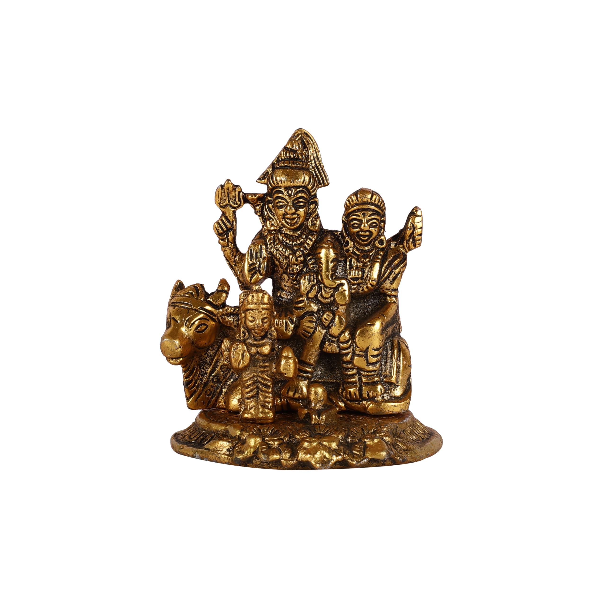 Heyearth Lord Shiv Family Idol For Mandir Pooja, Religious Idol Figurines,Lord Shiva Statue For Home Temple,Office,Gifts - Gold