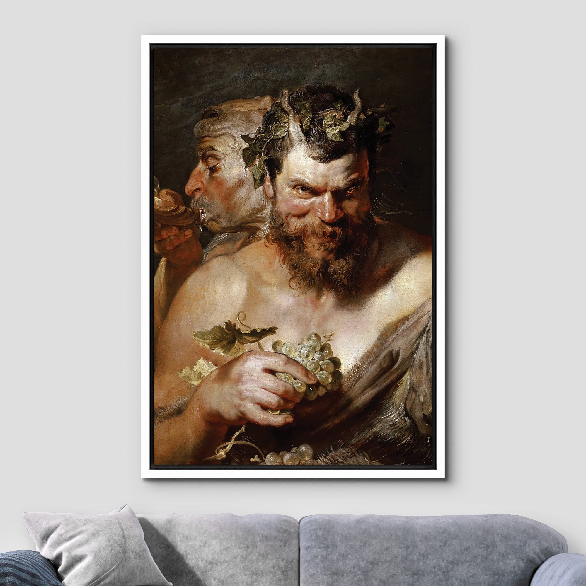 Wall26 - Oil Painting Of Two Satyrs By Peter Paul Rubens In 1618-19 - Baroque Style - Devil, Catholic, Christianity, Hell - Fram