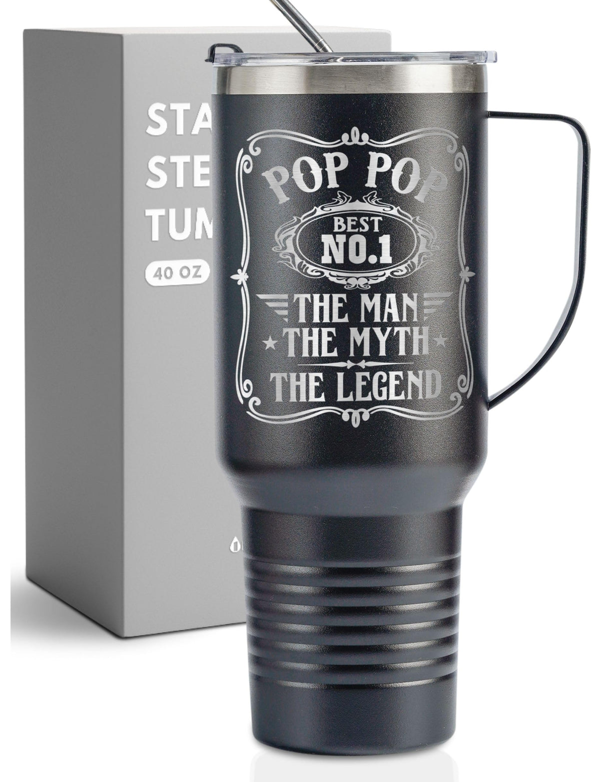 Onebttl Grandpa 40Oz Tumbler With Handle, Presents From Grandkids For Father'S Day, Christmas, Birthday, Retirement, Stainless S