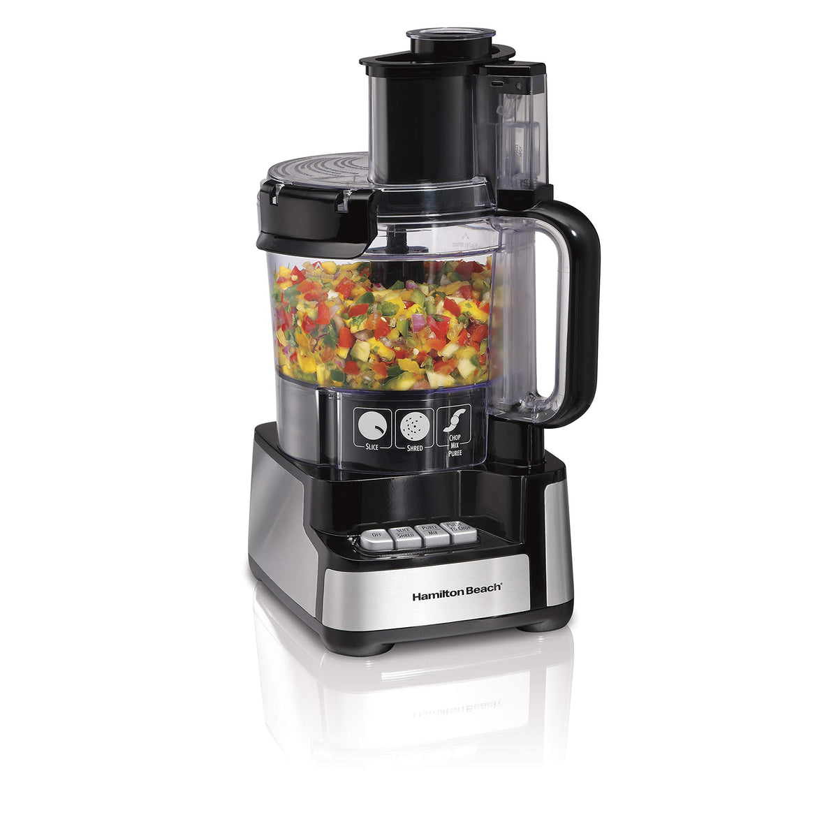 Hamilton Beach Stack & Snap Food Processor and Vegetable Chopper, BPA Free, Stainless Steel Blades, 12 Cup Bowl, 2-Speed 450 Wat