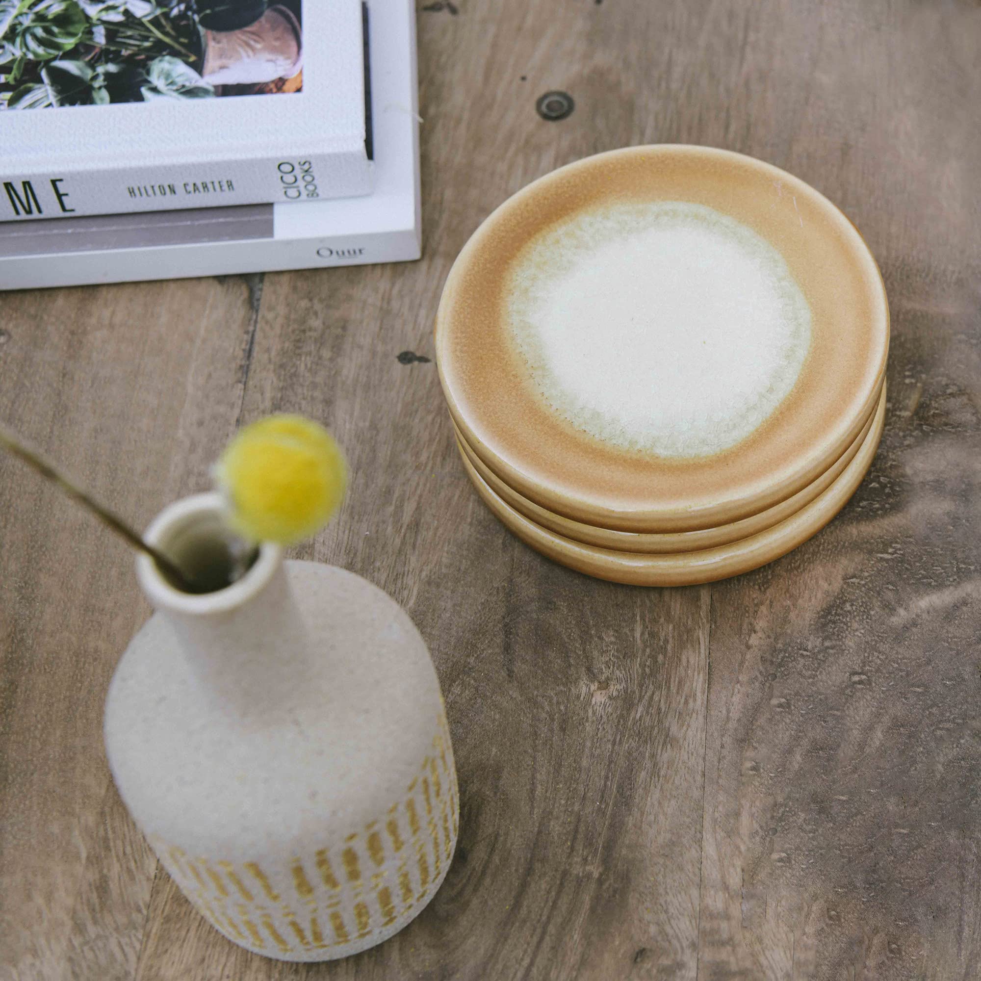 Main + Mesa Stoneware Reactive Glaze Coasters, Set Of 4