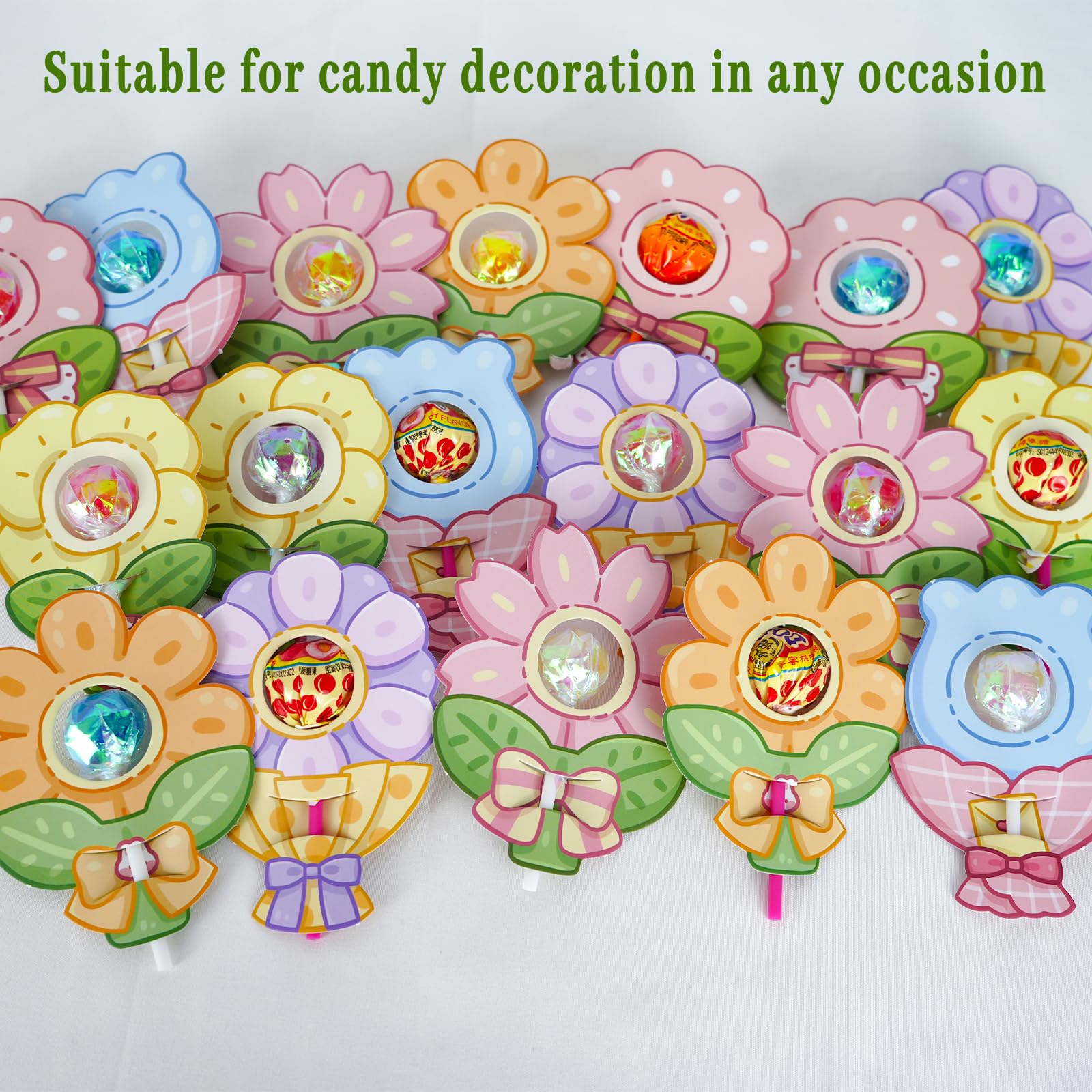 Voyesvo Christmas Decorations - Christmas Gifts - 60Pack Cute Flower Candy Card, Birthday Decorations, Party Favors For Kids 8-1