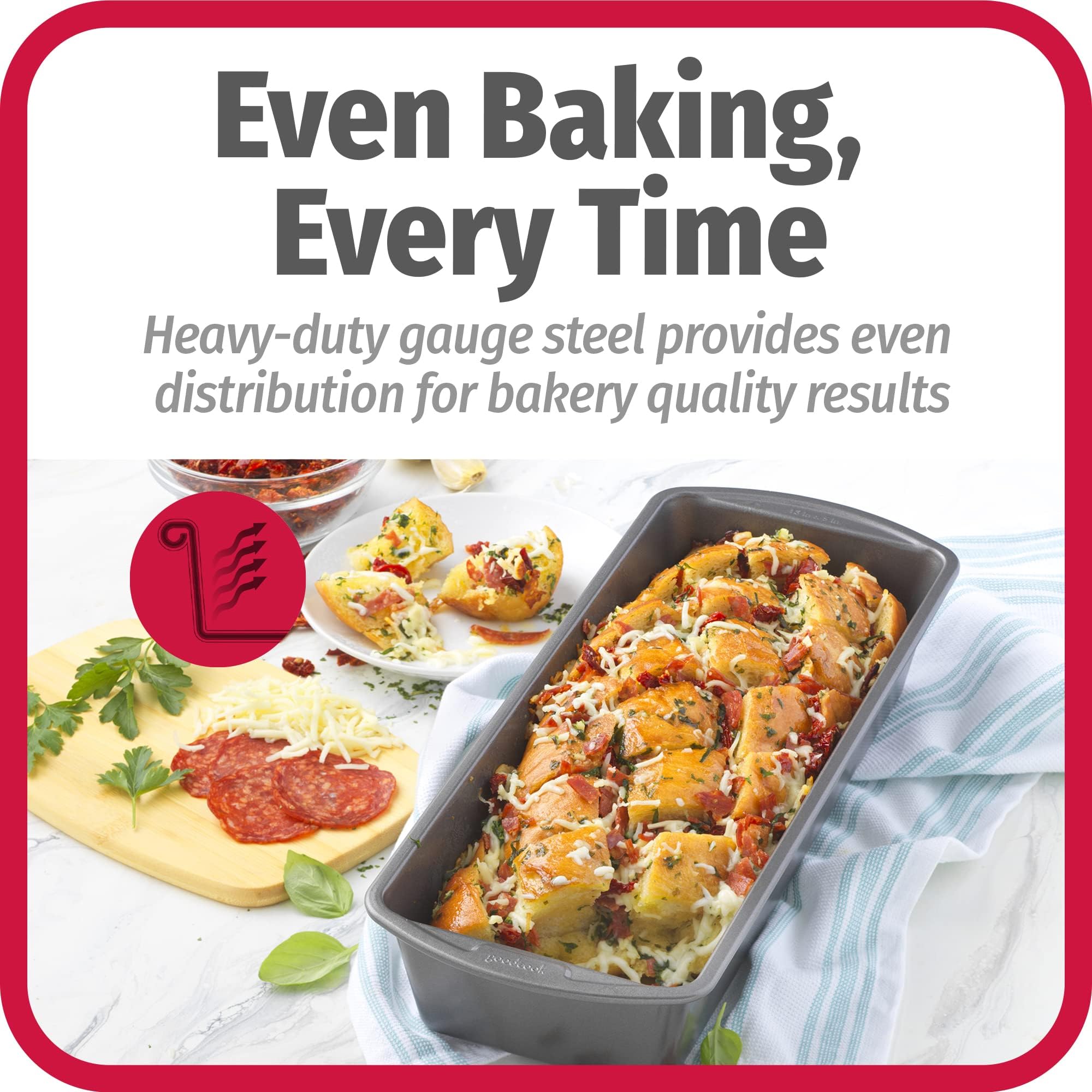 Goodcook Extra Large 13'' X 5'' Nonstick Steel Bread Loaf Pans, Gray (4245)