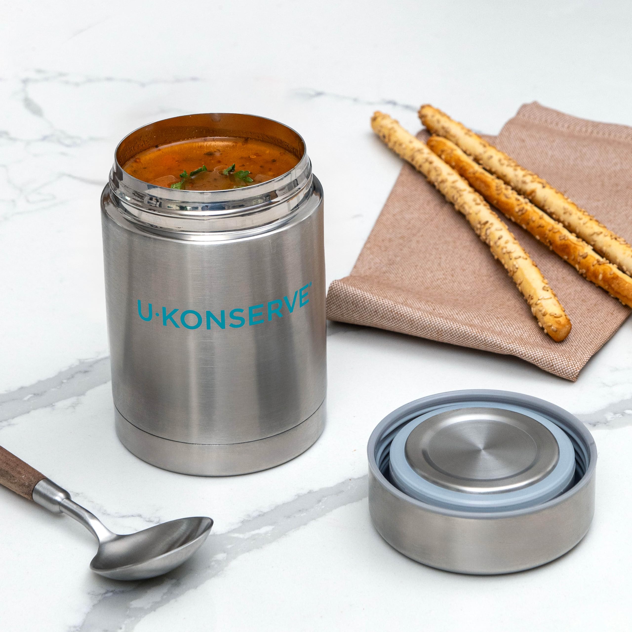 U Konserve Stainless Steel Insulated Food Jar - 18oz Vacuum Sealed, Leak-Proof, BPA Free, Wide Mouth Container