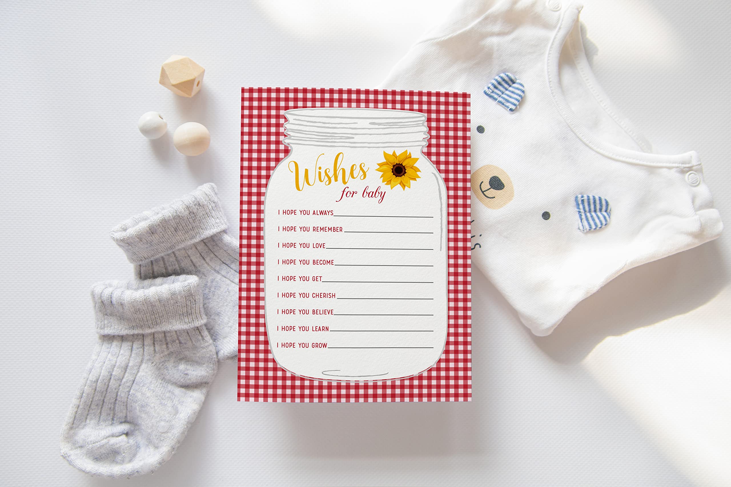Babyq Bbq Baby Shower Advice Cards, Wishes For Baby - Fun Mason Jar Rustic Neutral Game Cards - 50 Count Printed Front And Back
