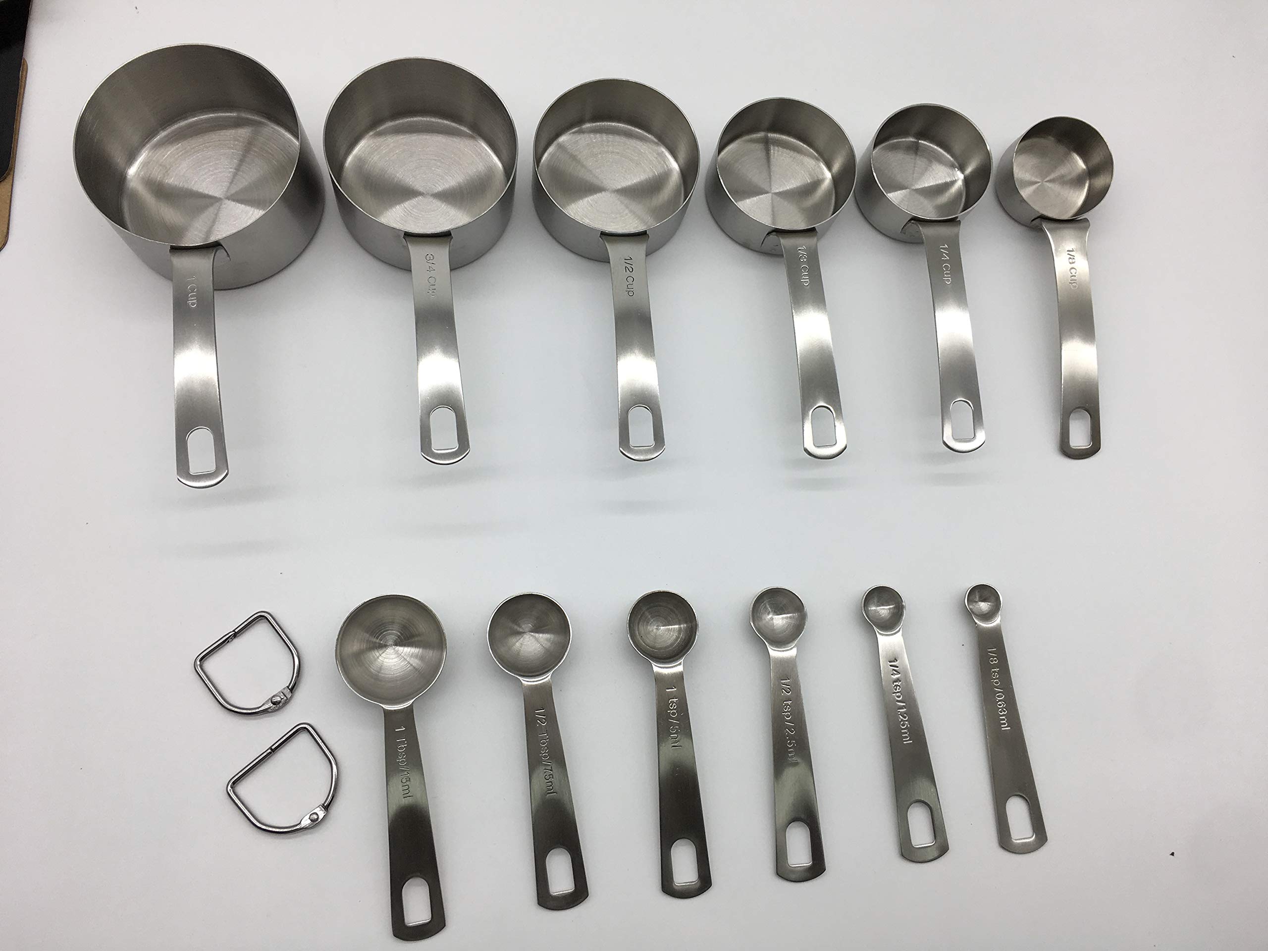 Laxinis World Stainless Steel Measuring Cups and Spoons Set - 12 pcs, Heavy Duty, Silver