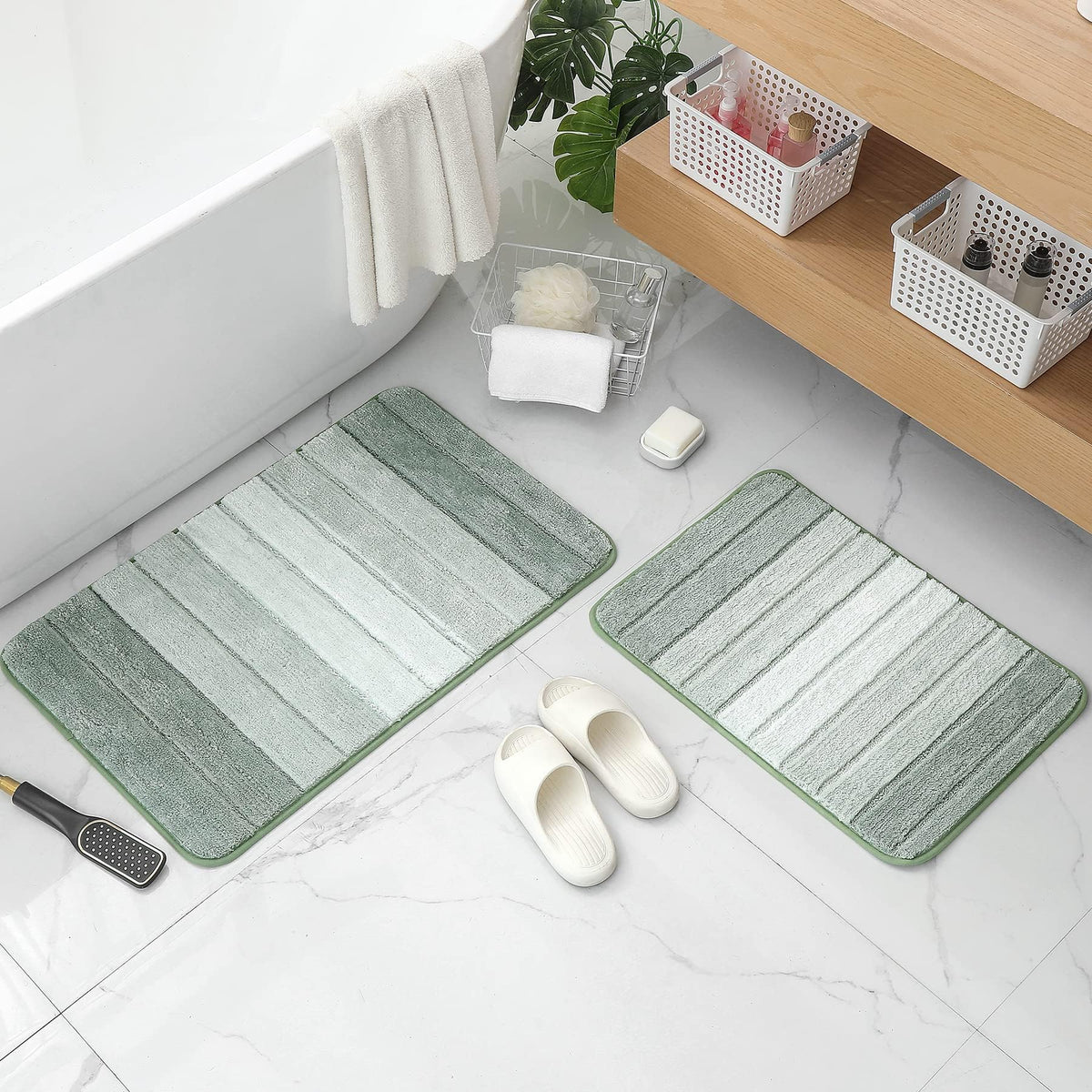 Kmson 2 Piece Ombre Bathroom Rugs Set, Non Slip, Quick Drying, Ultra Soft And Water Absorbent Bath Carpet For Bedroom Floor Livi