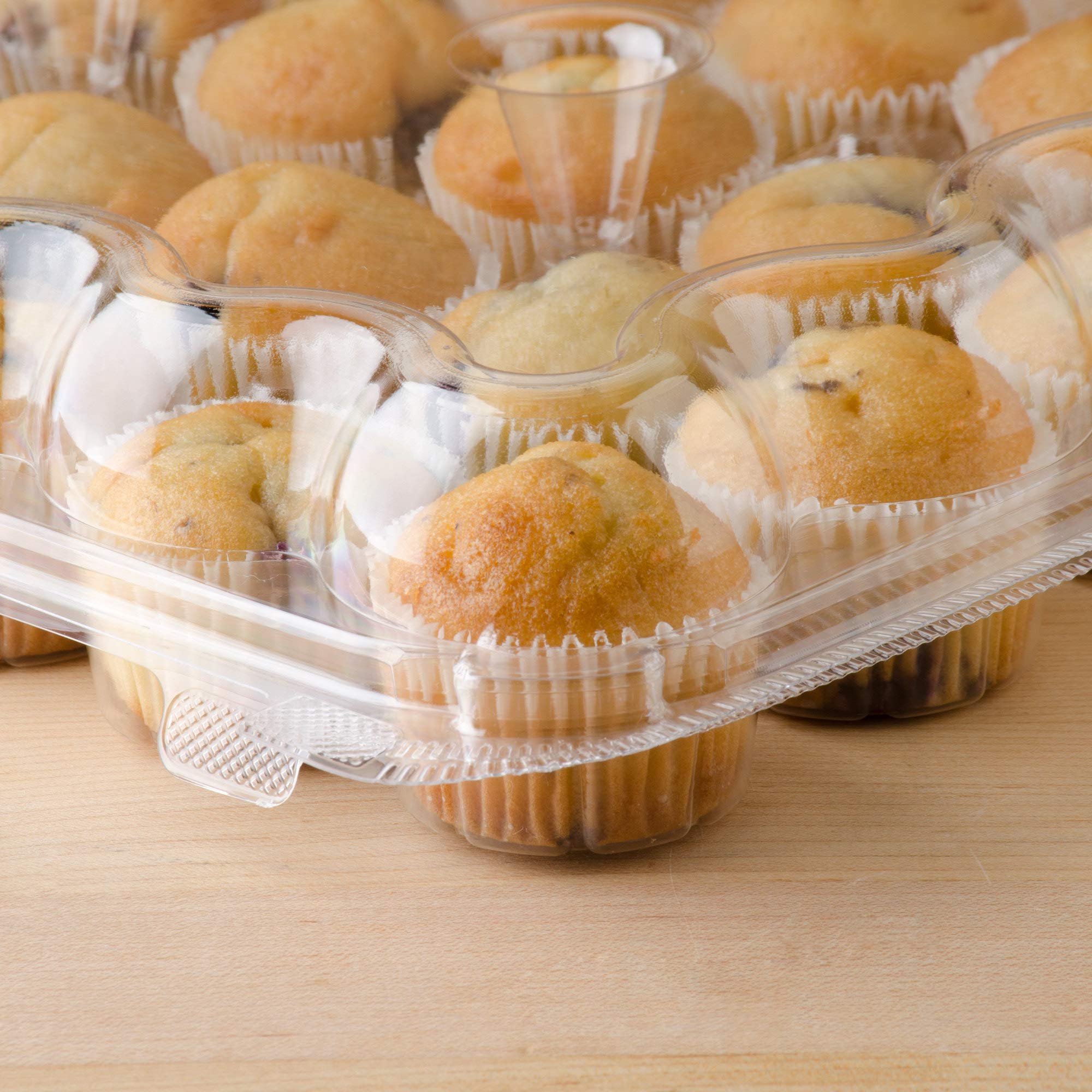 5 Cupcake Containers Plastic Disposable | Clear Mini Cupcake Boxes 24 Compartment Cupcake Holders Disposable Cupcake Carrier | 2