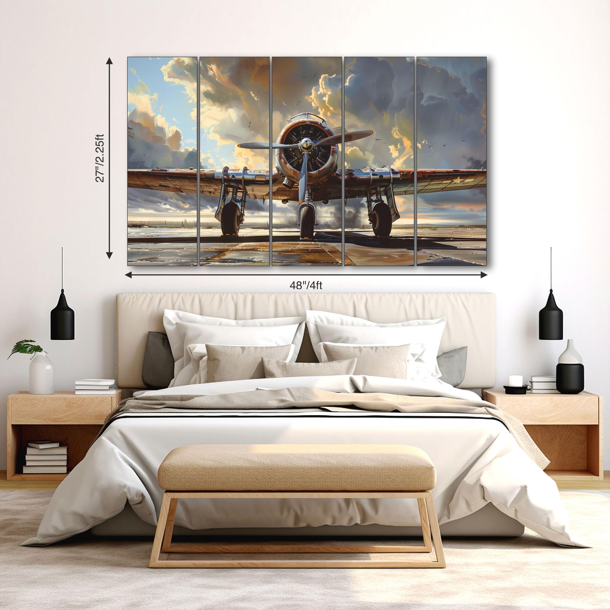 The Castle Decor Aviation Art Painting With Frame Big Size 27X48 Wall Art For Living Room,Bedroom,Drawing Room,Hotels-Wooden Fra
