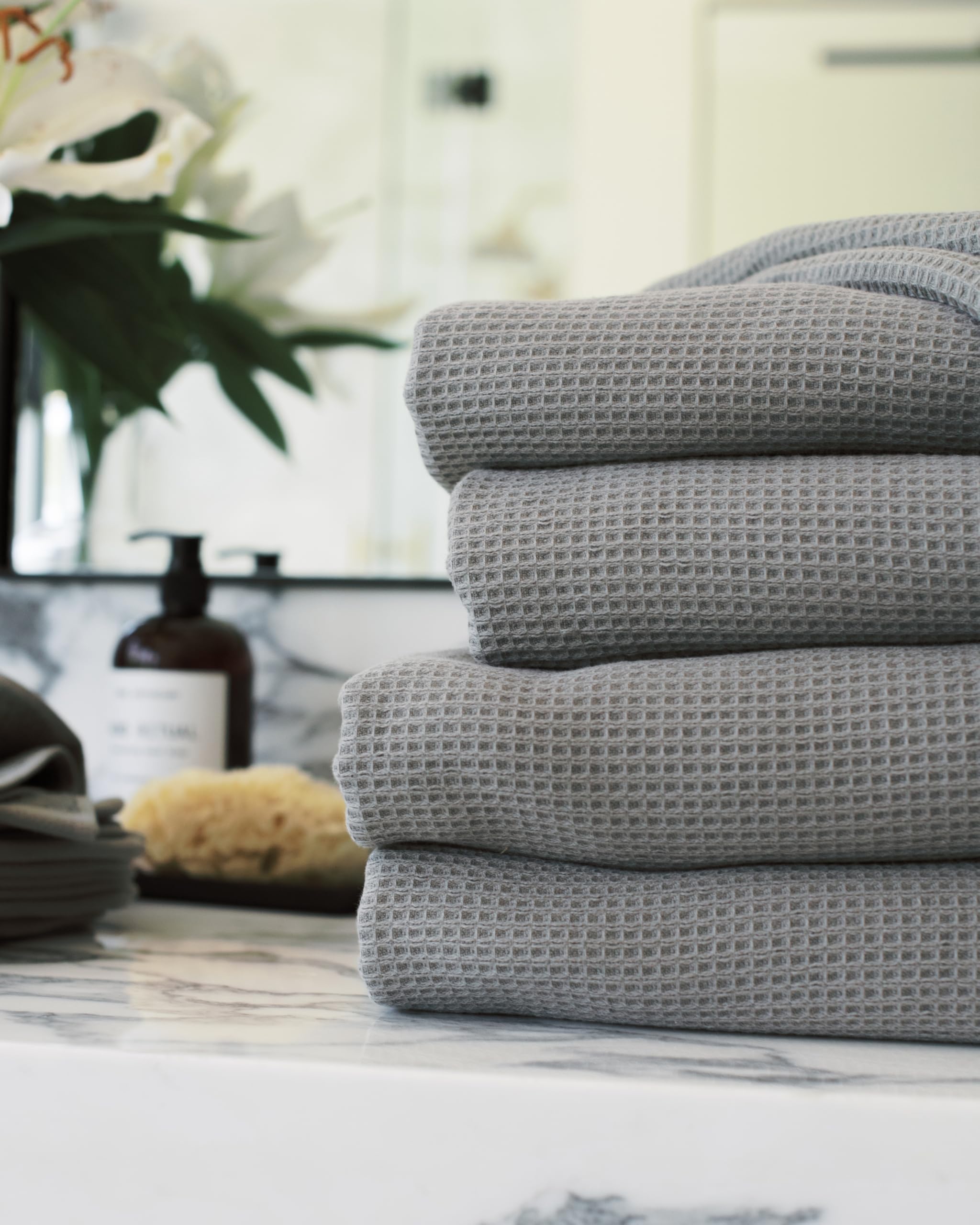 Cozy Earth Charcoal Waffle Bath Towels