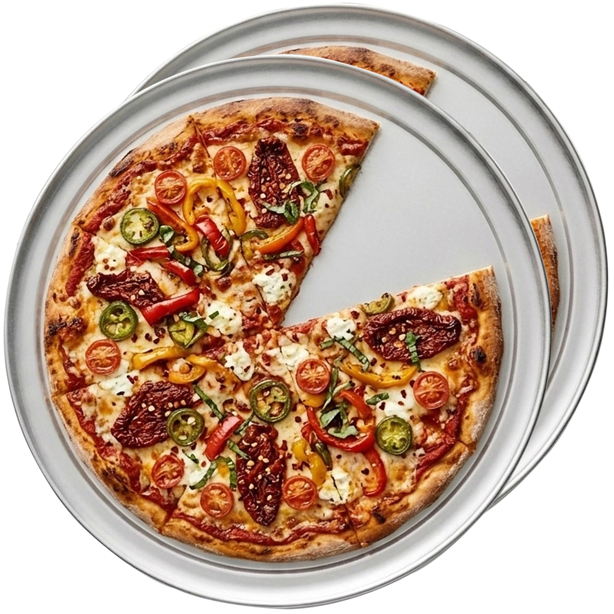 FolksField 18 Inch Aluminum Pizza Pan with Wide Rim  Heavy Duty 18 Gauge Restaurant Grade Pizza Tray for Baking, Serving & Comm
