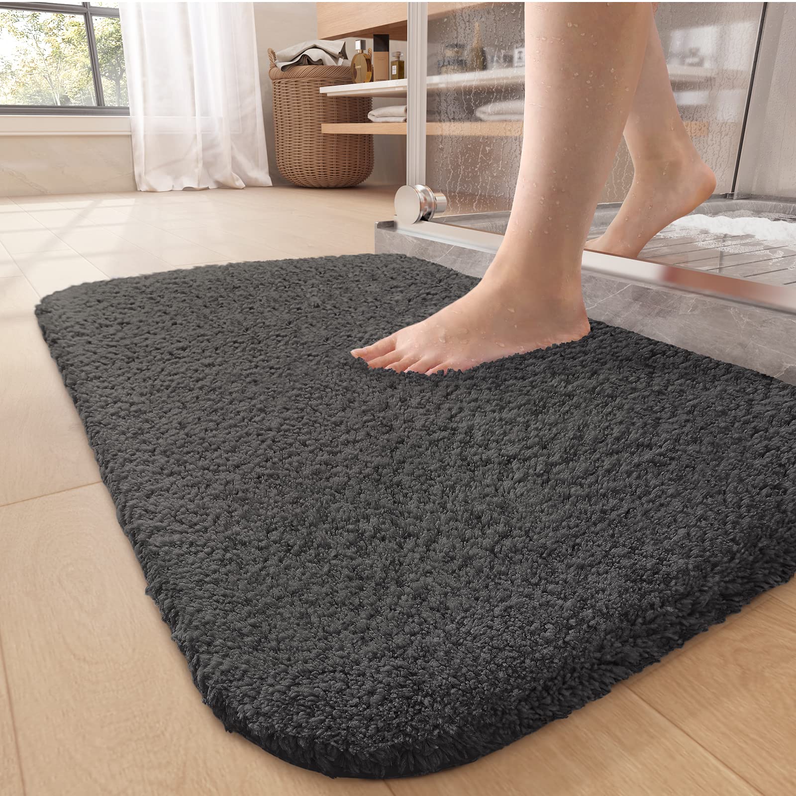 Color&Geometry Dark Grey Bathroom Rugs 20   X32   - Upgrade Your Bathroom With Soft Thick Dark Gray Bath Mat- Non Slip, Plush, A