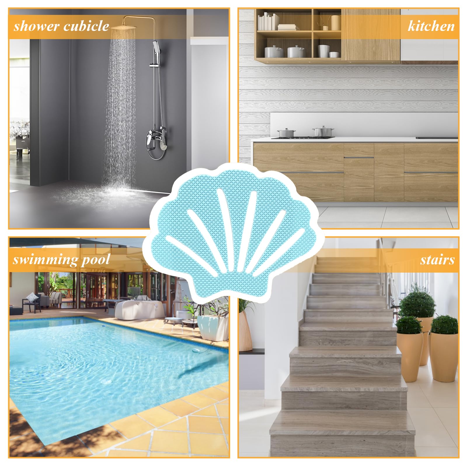 Coufce Bathtub Stickers Non Slip, Shell Shaped Tubs Safety Shower Treads, Adhesive Sticker For Bathroom Bathtub, Shower Floor,Bl
