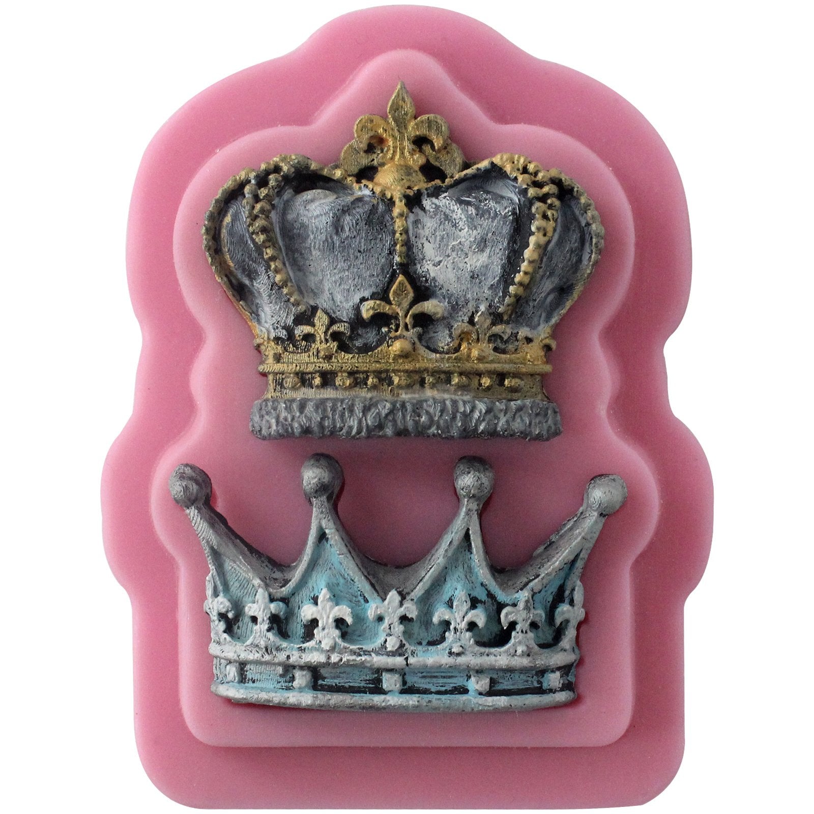 Funshowcase 2 Cavity Royal Crown Fondant Candy Silicone Mold For Sugarcraft, Cake Decoration, Cupcake Topper, Chocolate, Pastry,