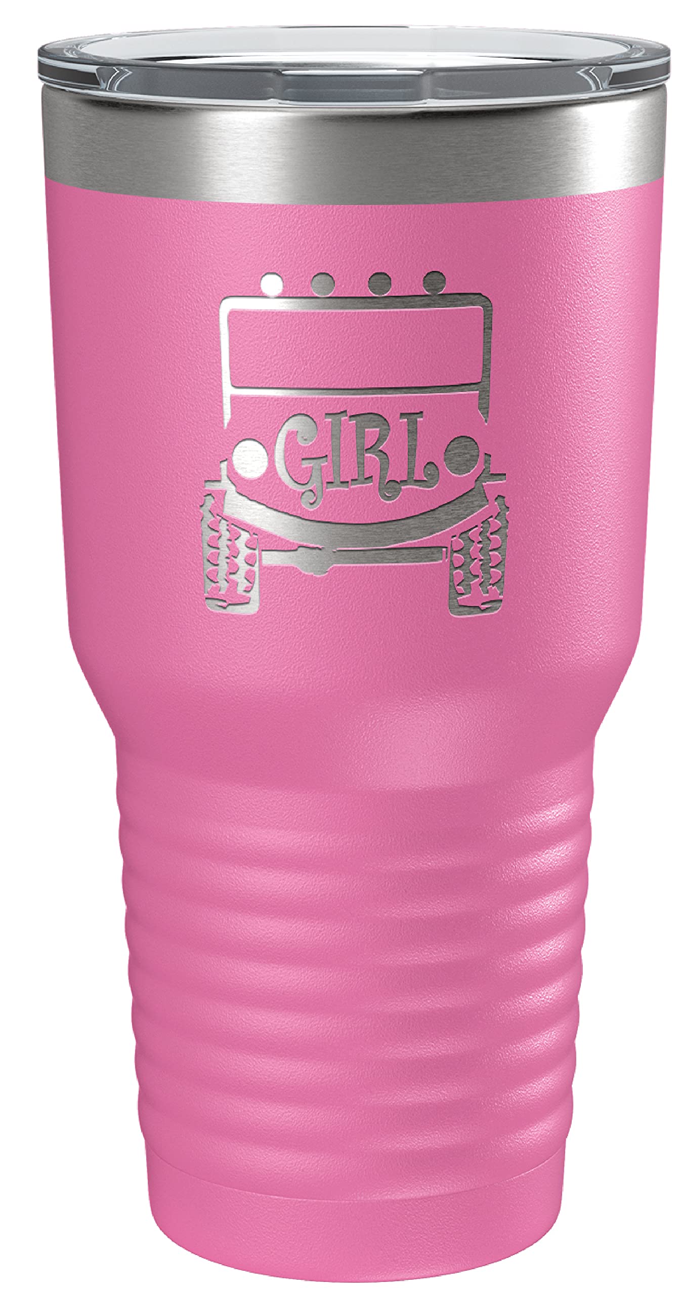 Pink Trucker Girls |Travel Tumbler Stainless Steel 30 Oz Mall Crawler Rock Crawler | Design Is Laser Engraved On Powder Coated E