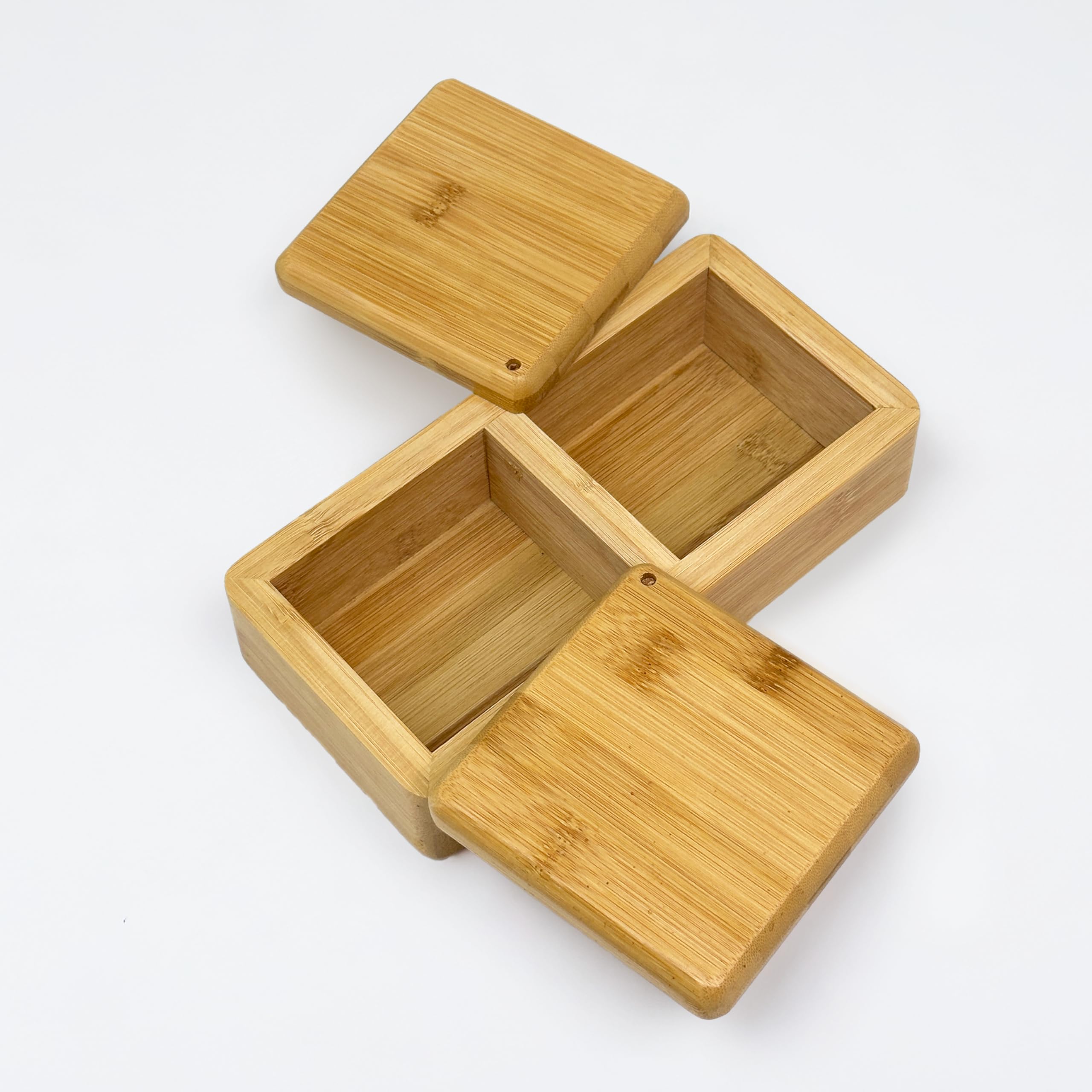 Bam & Boo - Natural Bamboo Multi-Purpose Storage Box W. Swivel Lid (2-Compartments) - For Salt, Sugar, Spices, Herbs Or Office S