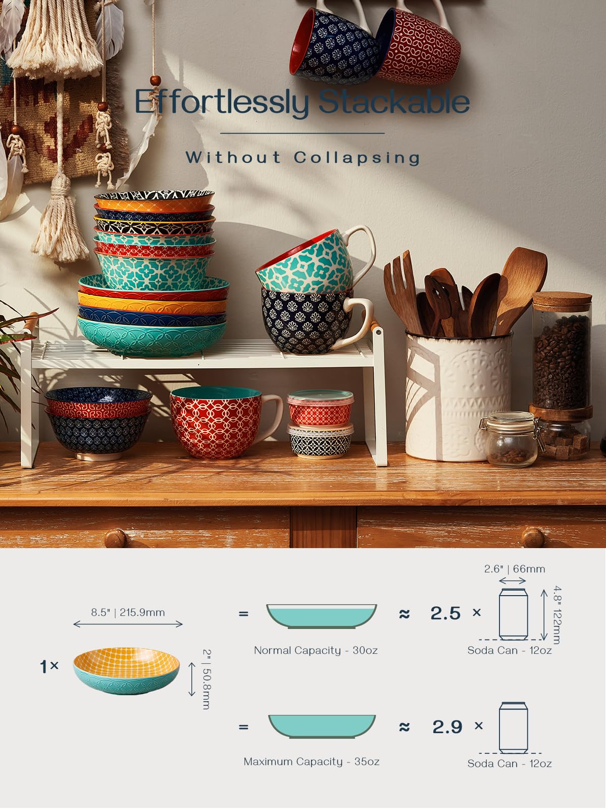 Dowan Pasta Bowls, 35 Oz Large Salad Bowls, 8.5'' Serving Bowls Porcelain Prep Plates Bowls Set Of 4, Wide And Shallow Bowls For