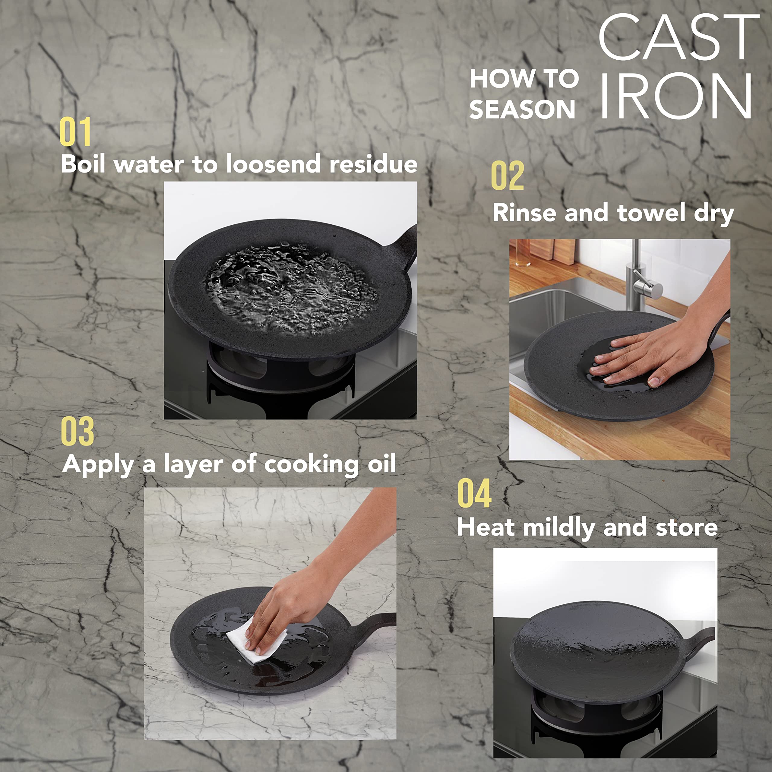 Sumeet Pre Seasoned Cast Iron Roti/Chapati Tawa, 25.6Cm, Weight- 1.690Kg, Black