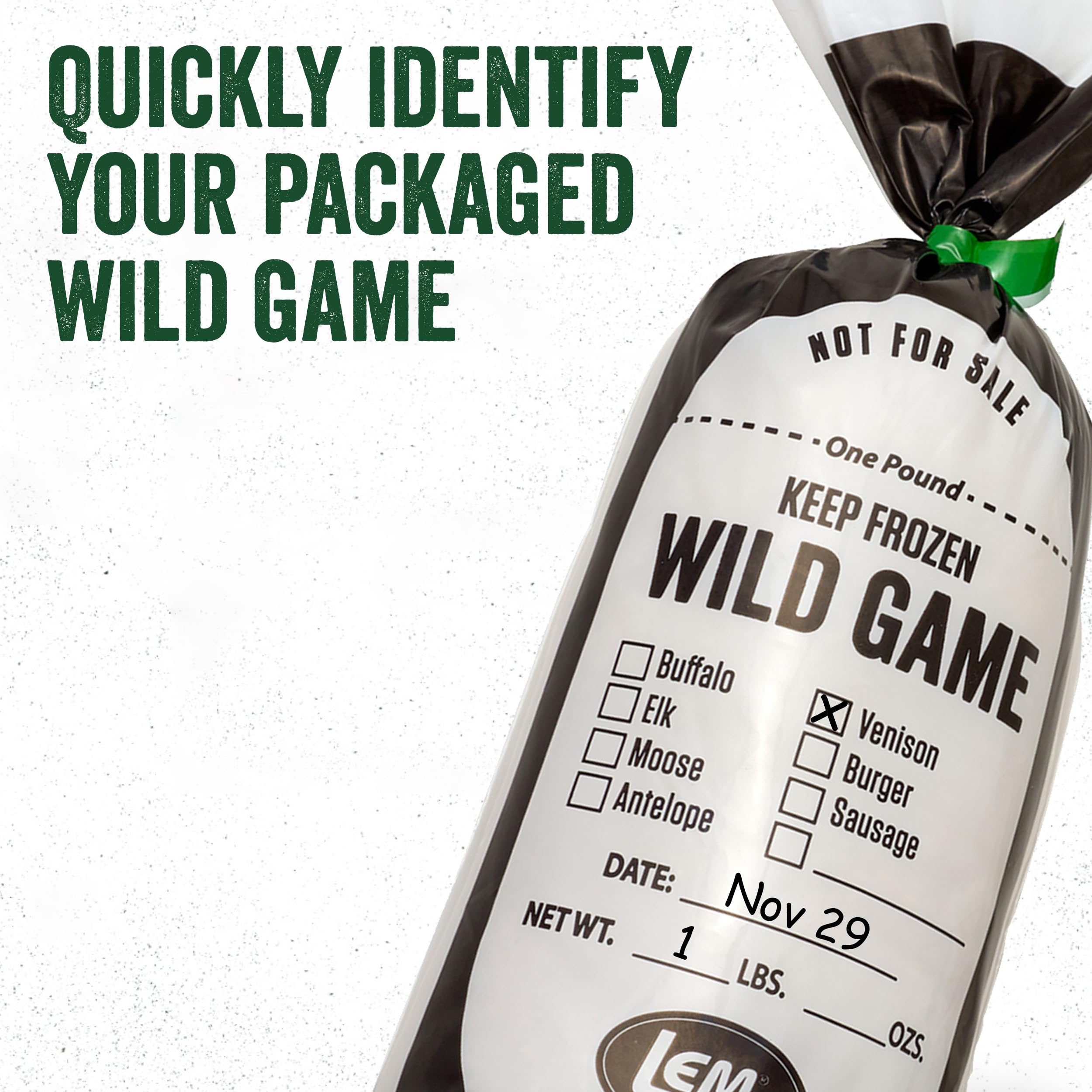 LEM Products One Pound Wild Game Bags (100 Bags) White