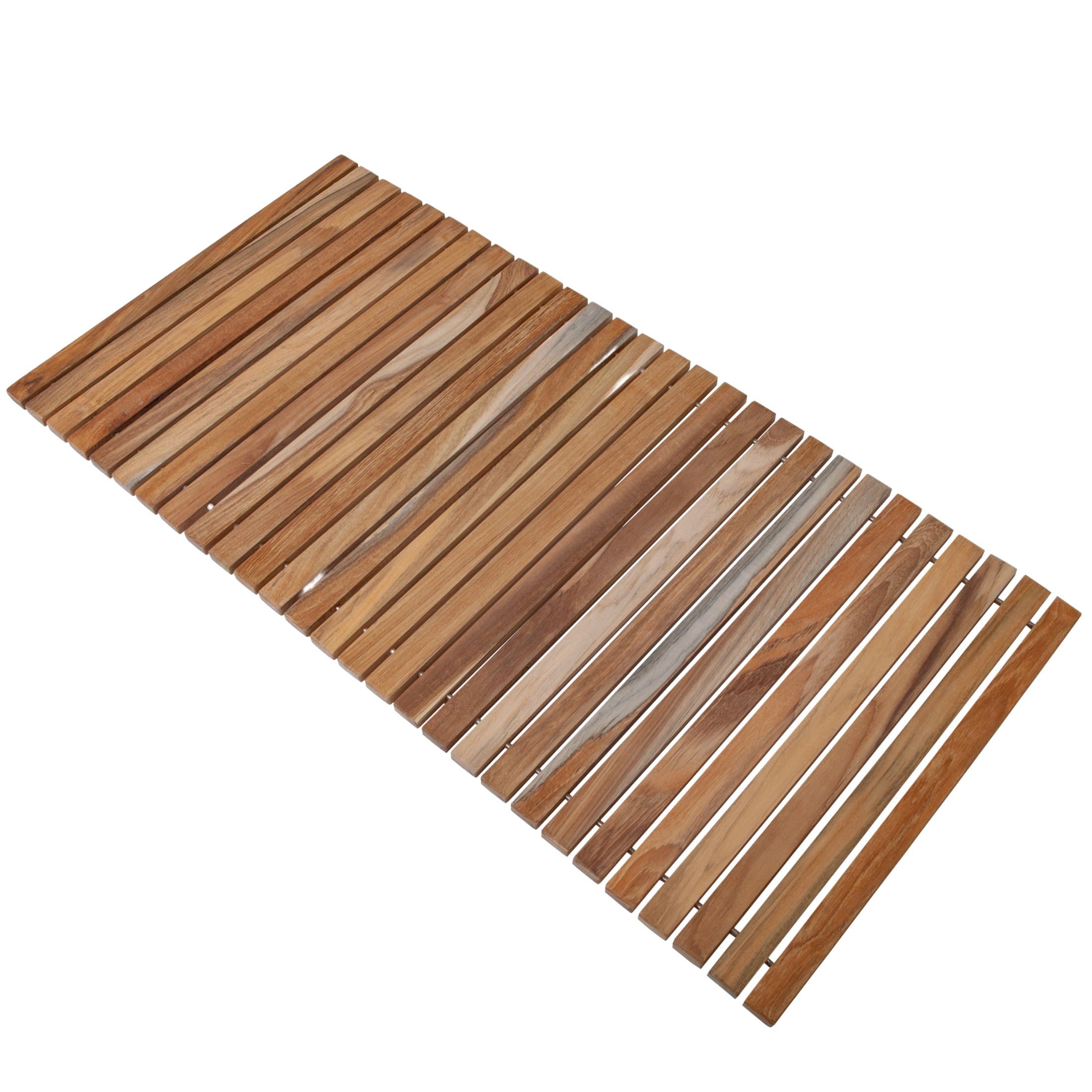 Nordic Style Teak Shower And Bath String Mat - Indoor And Outdoor Use - Non-Slip Wooden Platform For Sauna, Pool, Hot Tub Floori