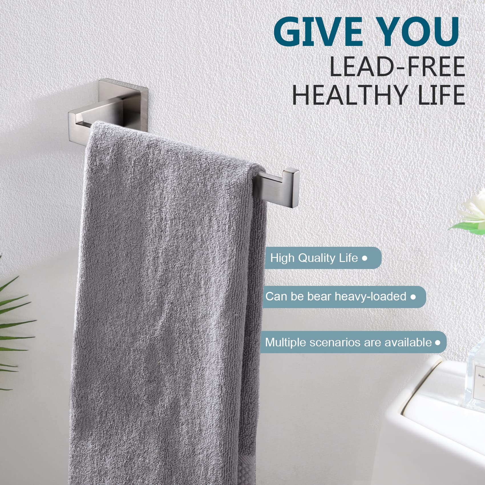 Kokosiri Hand Towel Holder Brushed Nickel Towel Bars Stainless Steel Bathroom Hardware Kitchen Paper Towel Holder Wall Mount, B3