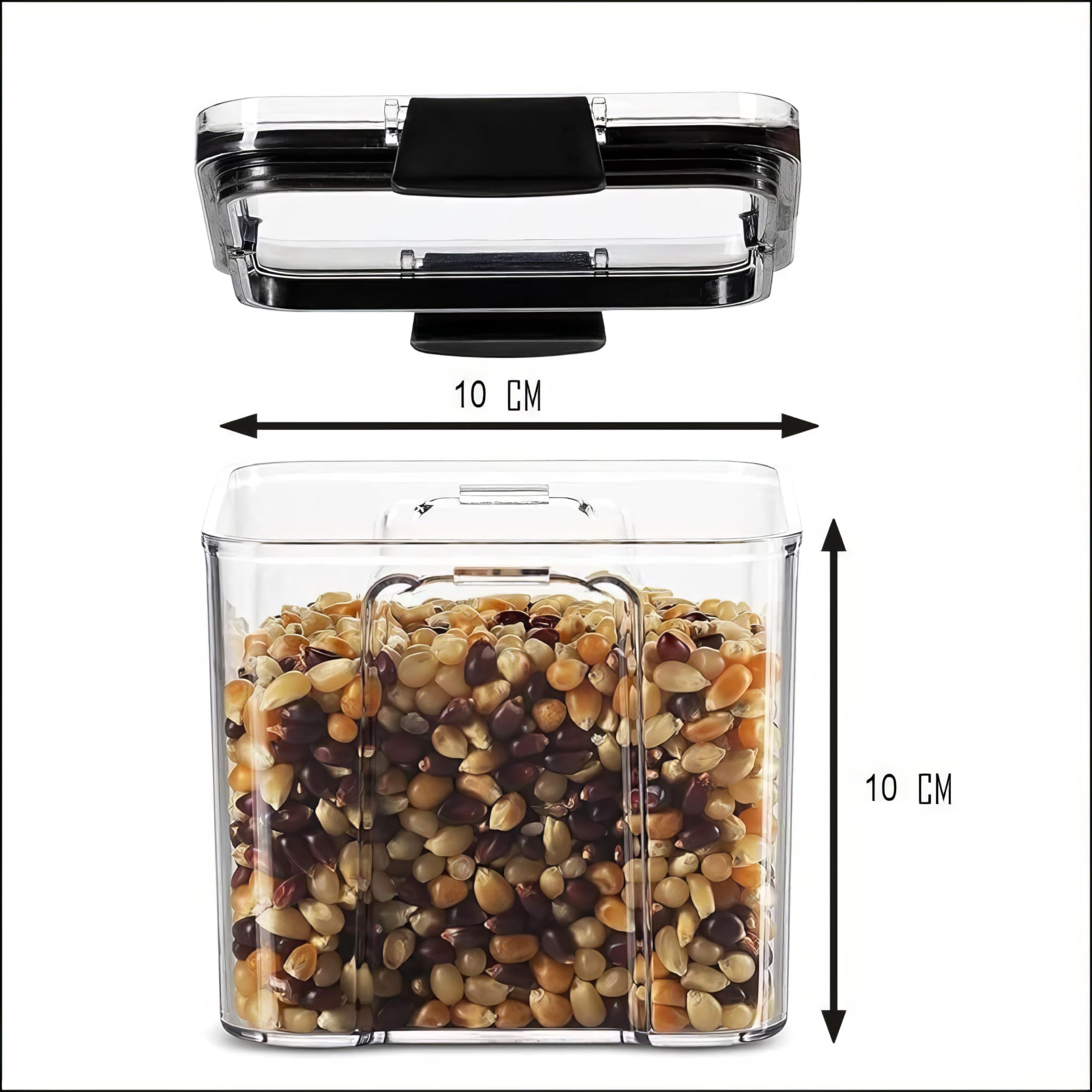 Kwer 700Ml Air Tight Container Set For Home Kitchen Items Storage Containers Set Food Containers (Plastic, Pack Of 12), Black