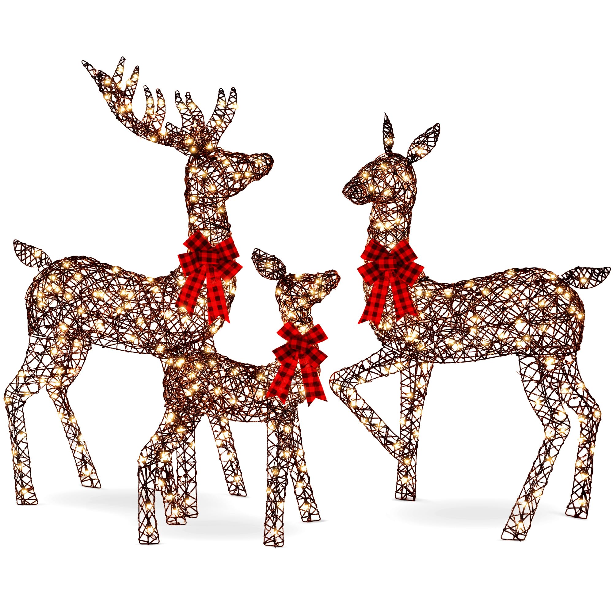 Best Choice Products 6.5ft 3-Piece Large Lighted Christmas Deer Family Set, Outdoor Yard Decoration with 385 LED Lights, Stakes,