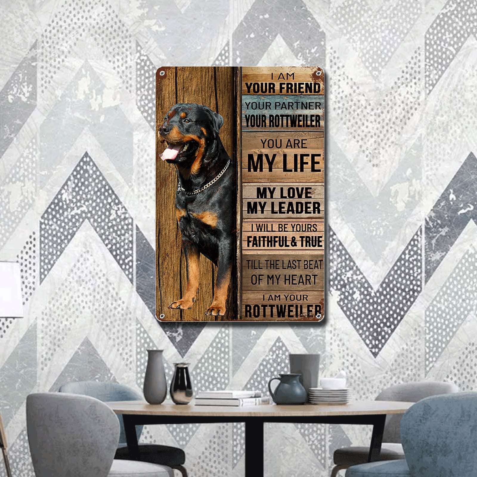 Lygond Metal Sign Tin Sign Vintage Wall Art I Am Your Friend Gift For Rottweiler Lovers Dog Lovers Vintage Wall Art Prints Restr