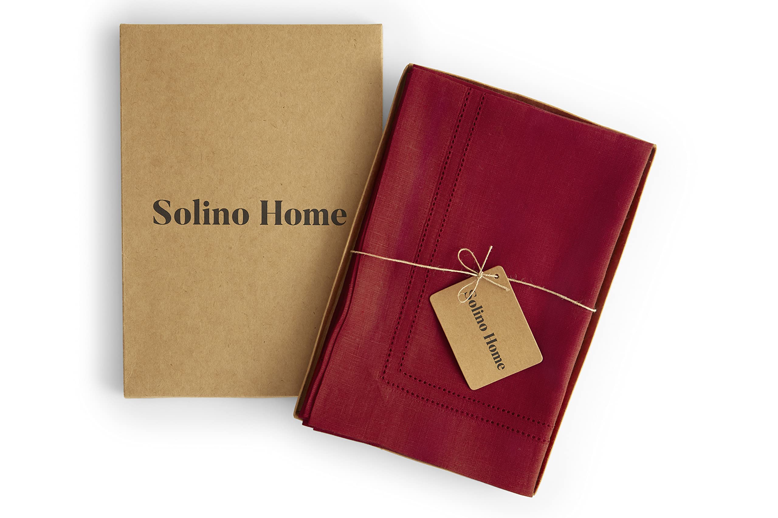Solino Home Linen Dinner Napkins 20 X 20 Inch - 100% Pure Linen Red Cloth Napkins Set Of 4 For Spring, Easter - Linen Double Hem