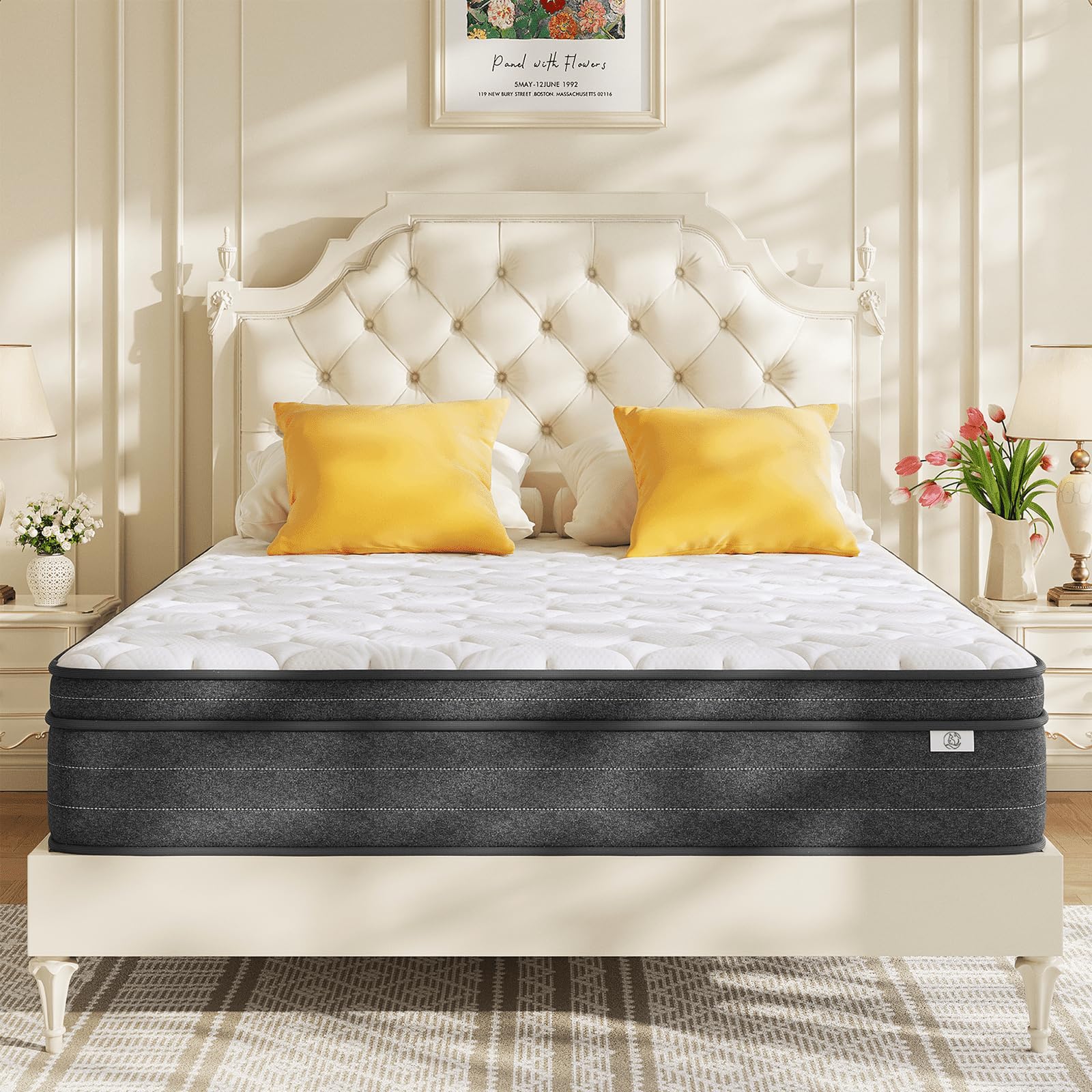 koorlian Queen Size Mattress  12 Inch Hybrid Queen Mattress in a Box  3 Layer Premium Foam with Pocket Springs for Motion Isolation and Pressure Relieving  Medium Firm Feel  120-Night Trial