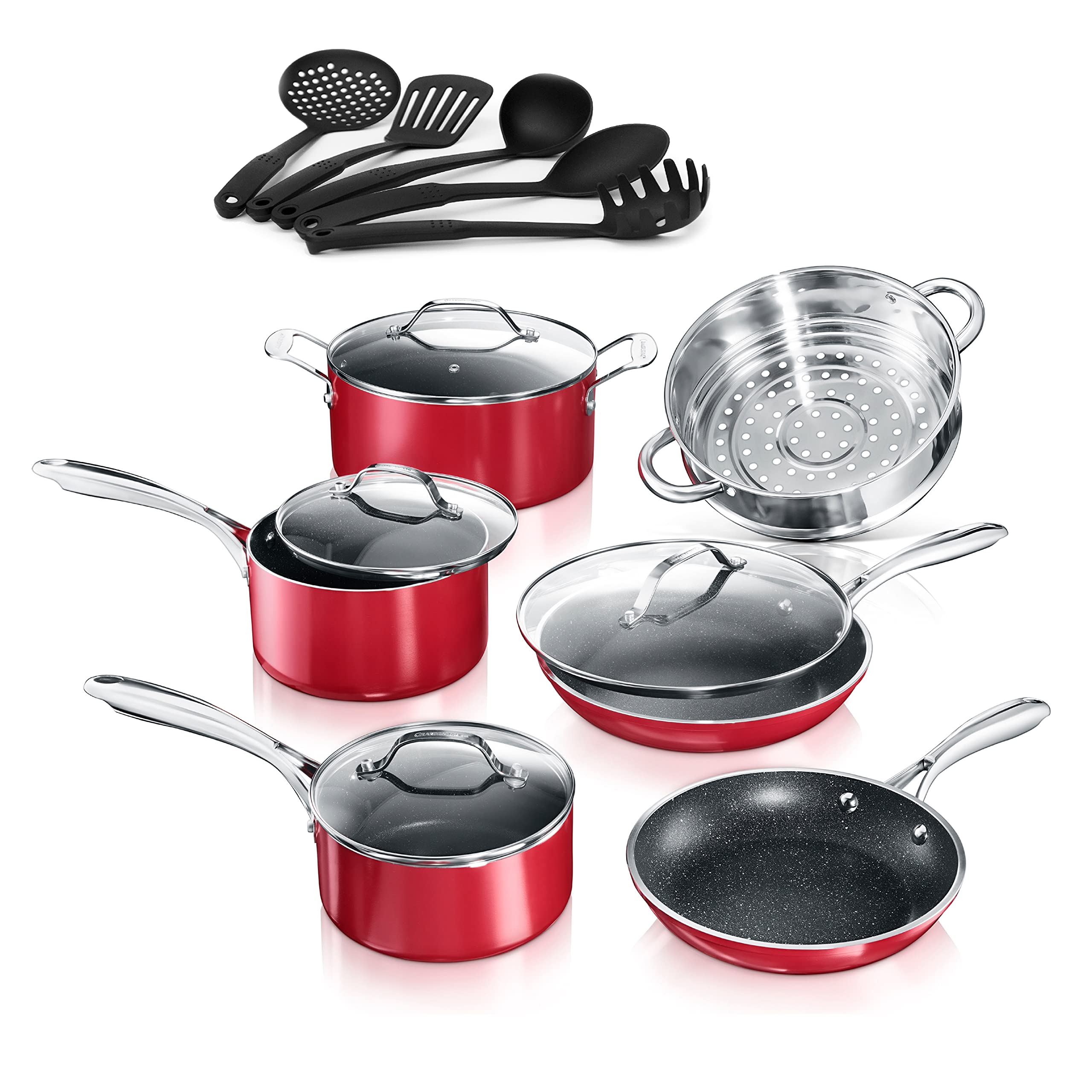 Granitestone Cookware Set, Large, Red