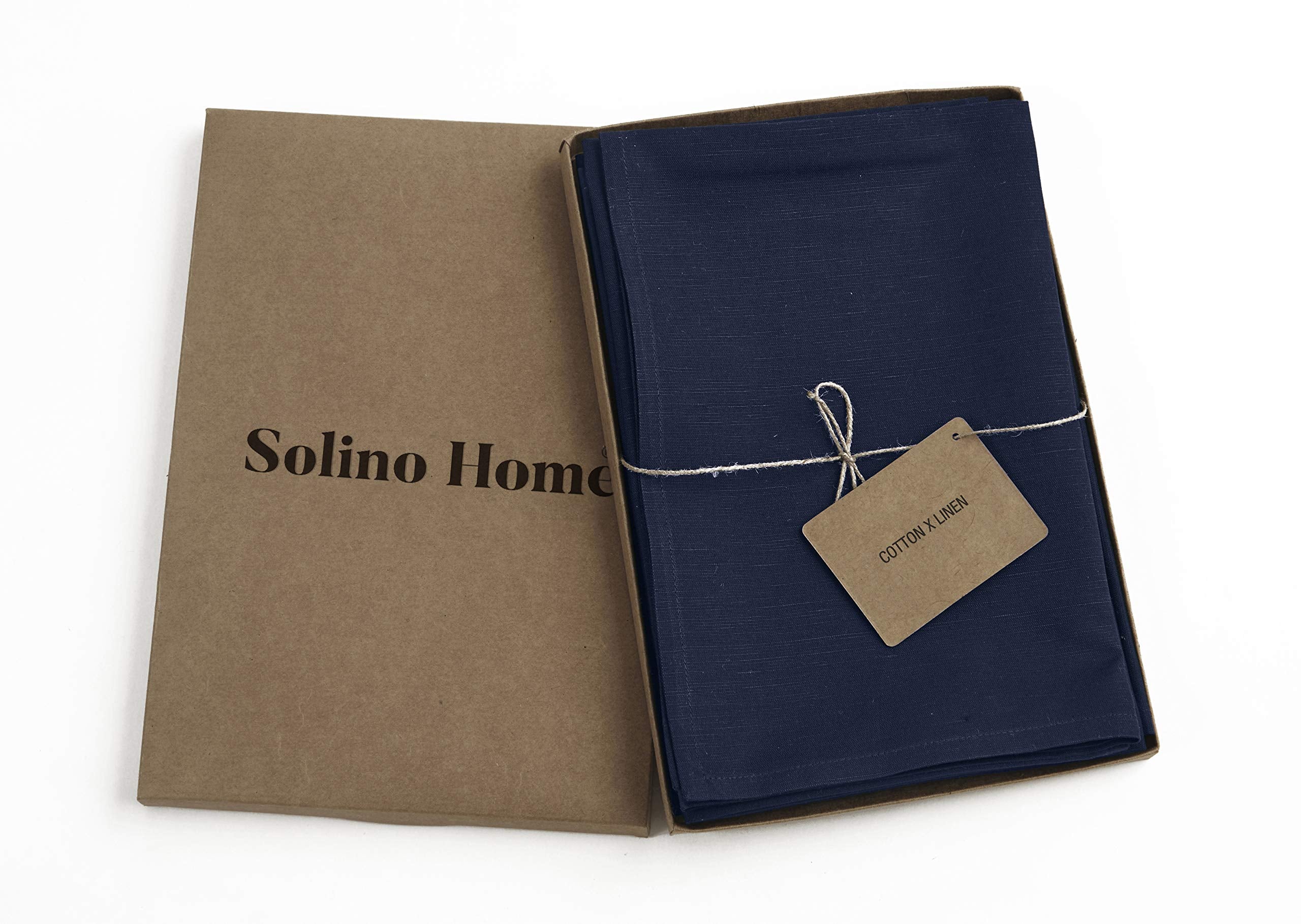 Solino Home Dinner Napkins 20 X 20 Inch - Dru Cotton Linen Navy Cloth Napkins Set Of 4 For Spring, Easter - Handcrafted And Mach