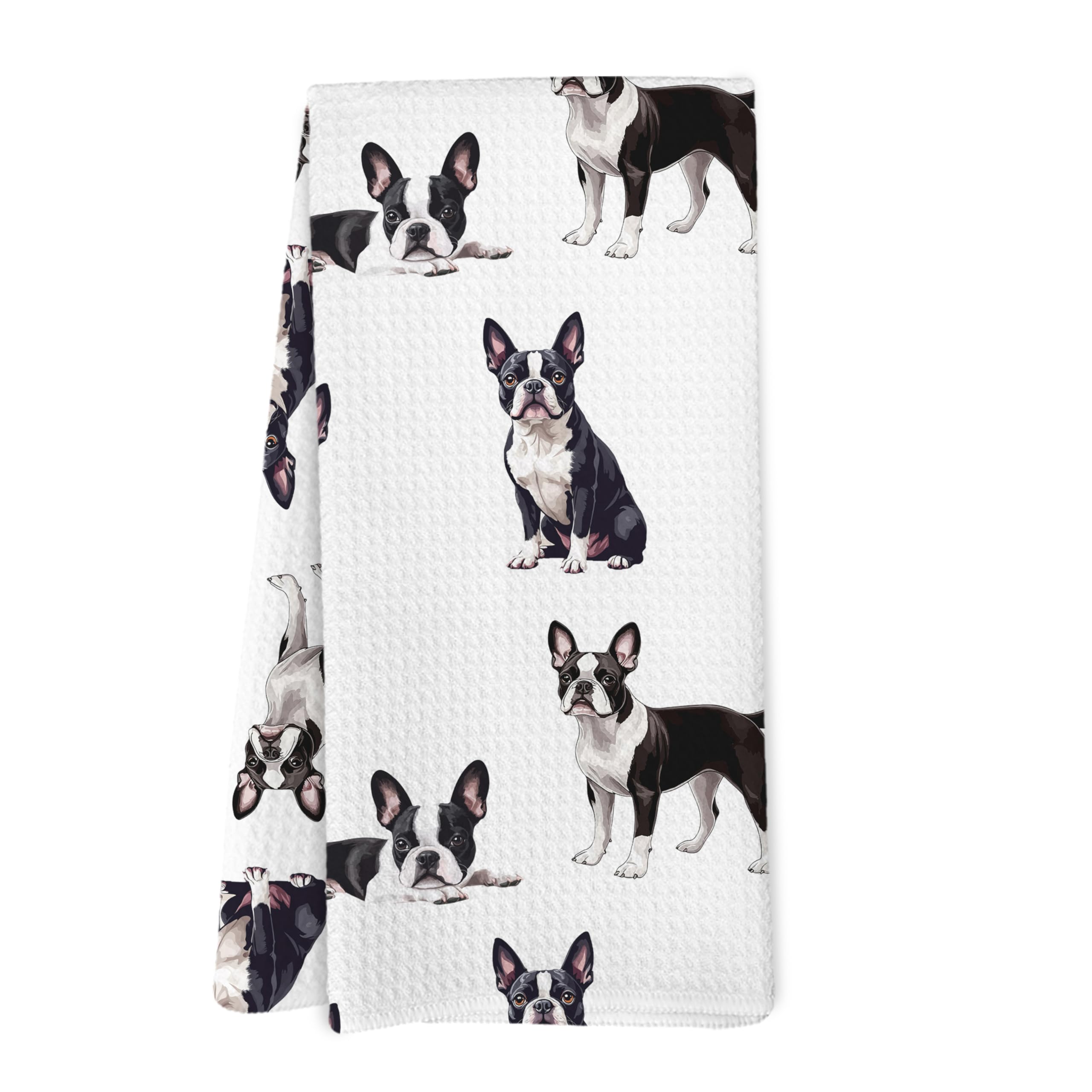 Yorhifa Boston Terrier Gifts Kitchen Towels, Boston Terrier Gifts for Women Dish Tea Towels for Kitchen Decor, Dog Hand Towels f