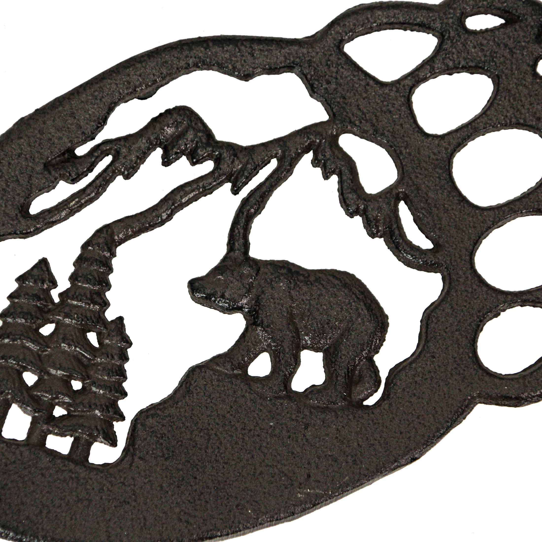 9 Inch Cast Iron Mountain Scene Bear Paw Trivet Kitchen Accessories Hot Plate Stand Home Decor Set Of 2
