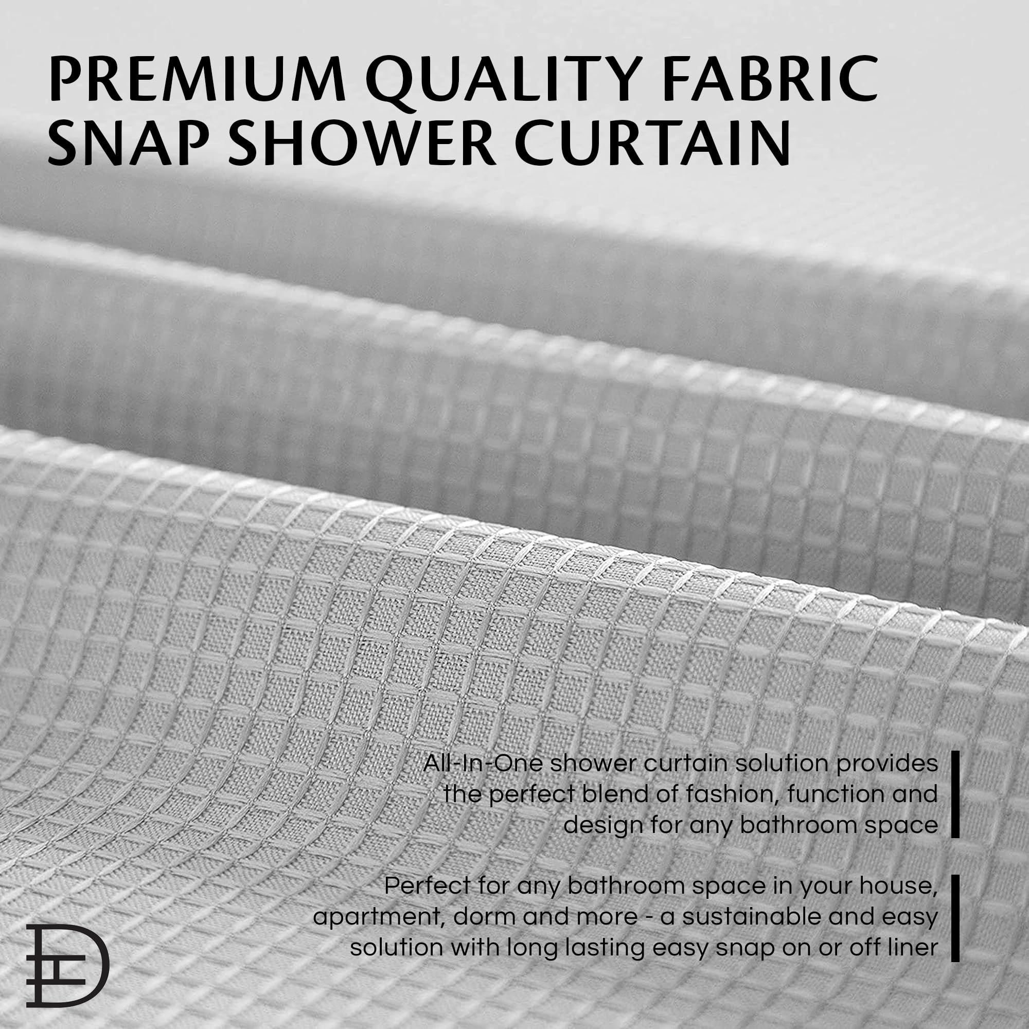 Waffle Weave Shower Curtain With Liner Sets - Modern Shower Curtain for Bathroom With Mesh Top Window - Premium Quality Fabric Snap Shower Curtain