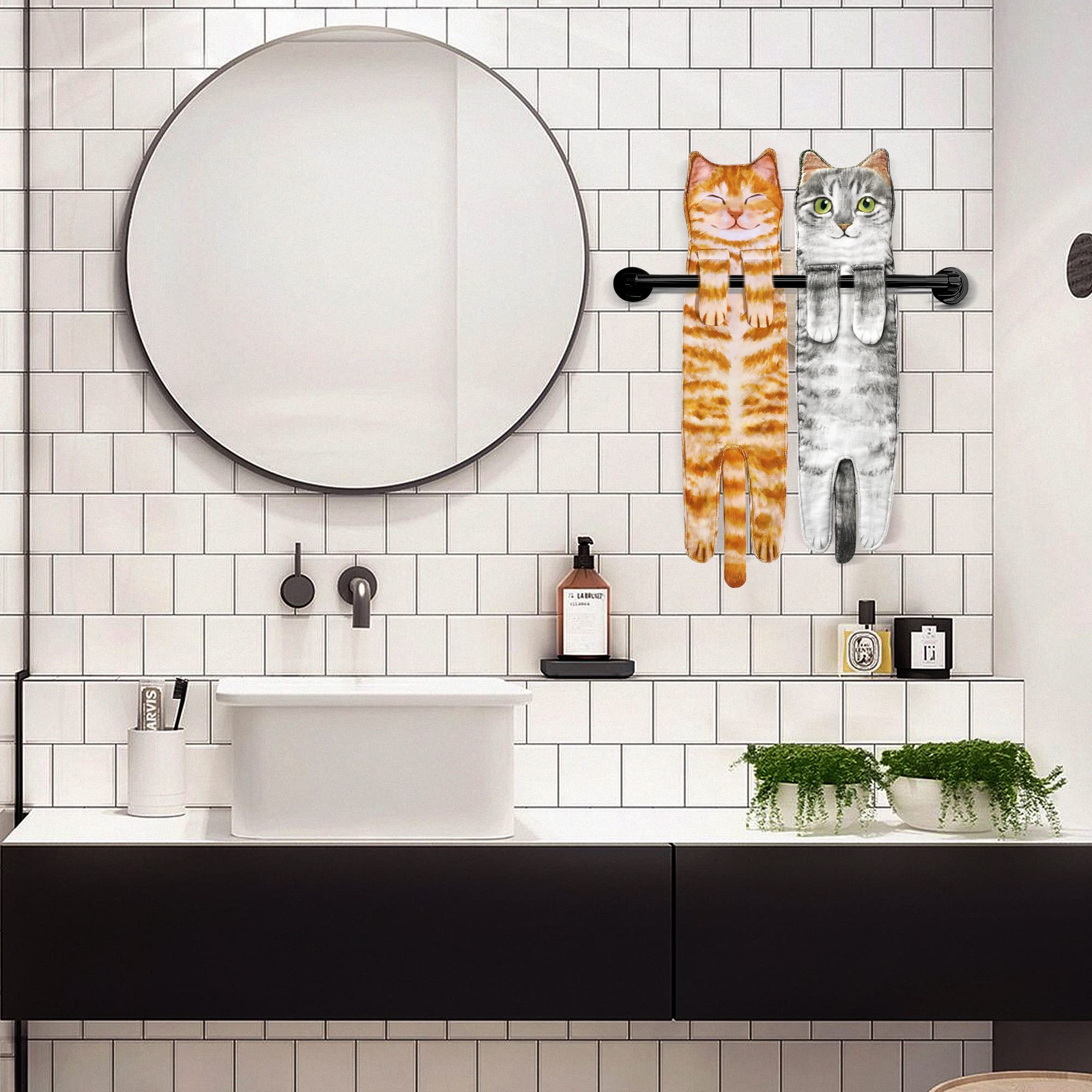 Daisyjoy Cat Funny Hand Towels For Bathroom Kitchen - Cute Decorative Cat Decor Hanging Face Towels-Unique Mothers Day Valentine