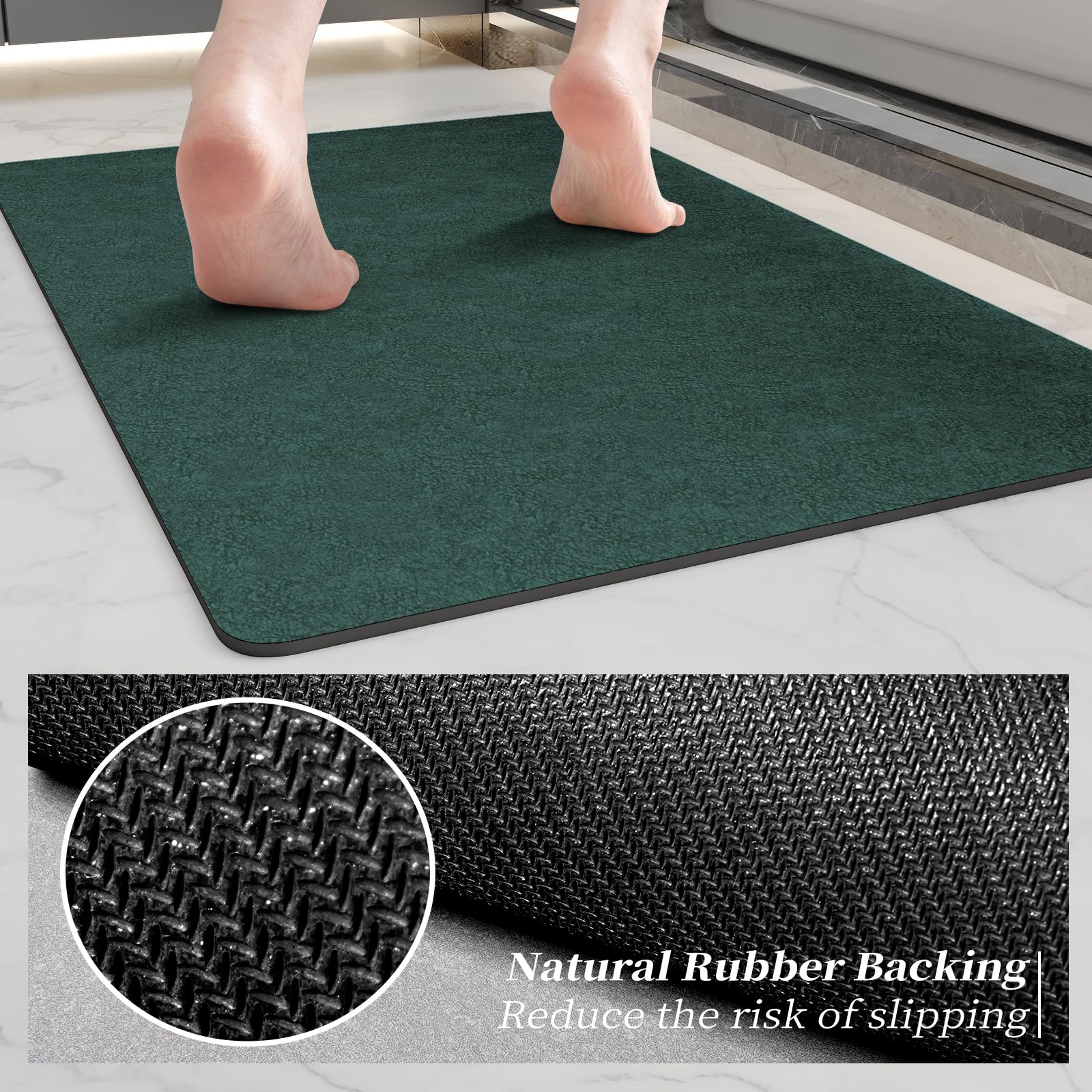Bathroom Mat Rugs 47X17, Long Diatomaceous Earth Bath Mat Large Quick Dry Bath Mat Non Slip Rubber Backed Super Absorbent Shower