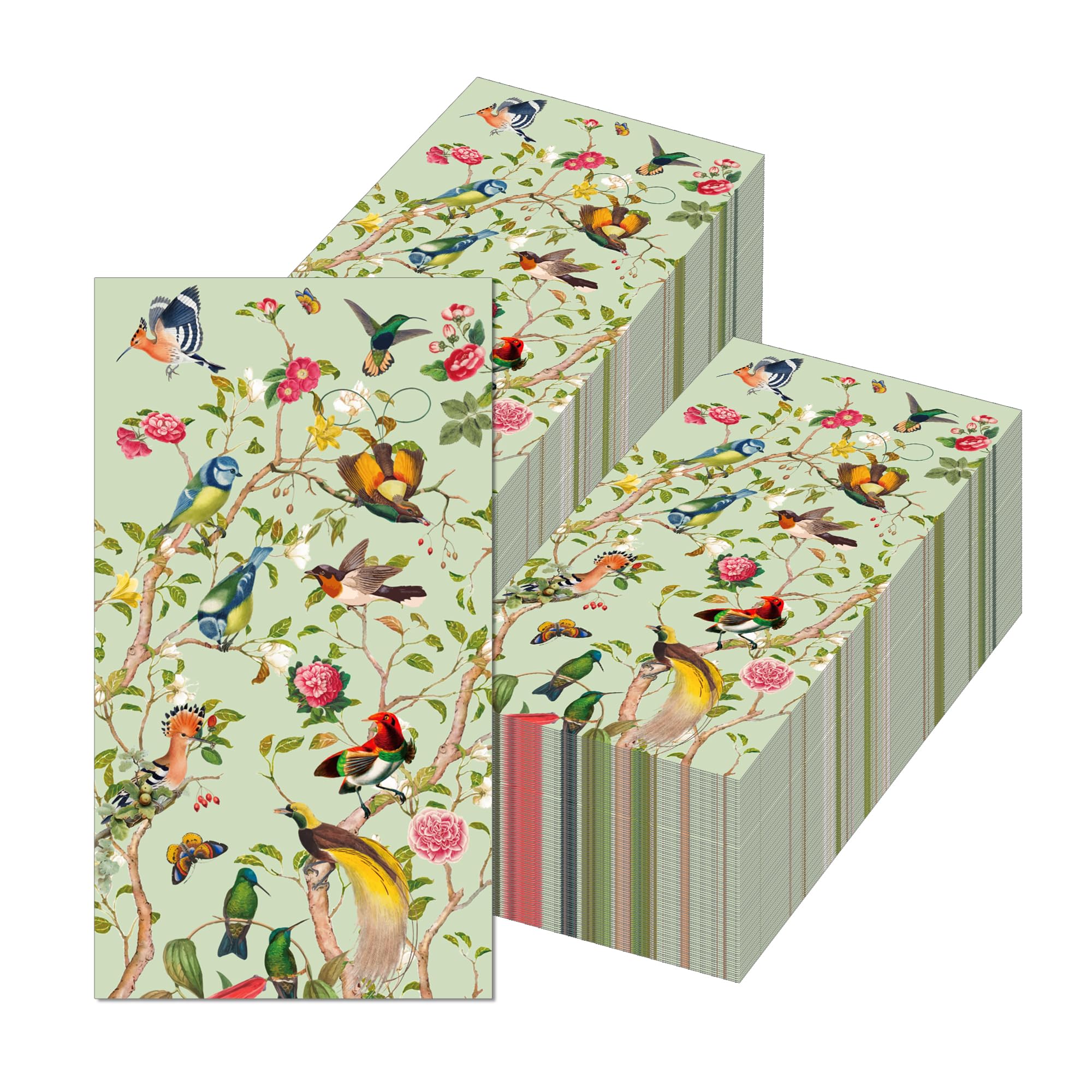 60 Pcs Bird Floral Paper Guest Napkins, Disposable Decorative Napkins Sage Green Paper Hand Towels for Bathroom Napkins Soft Par